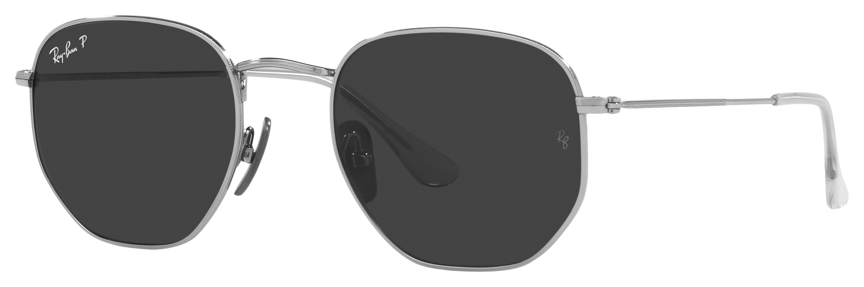 Ray-Ban Hexagonal Titanium RB8148 Glass Polarized Sunglasses - Polished Silver/Gray Classic - Medium