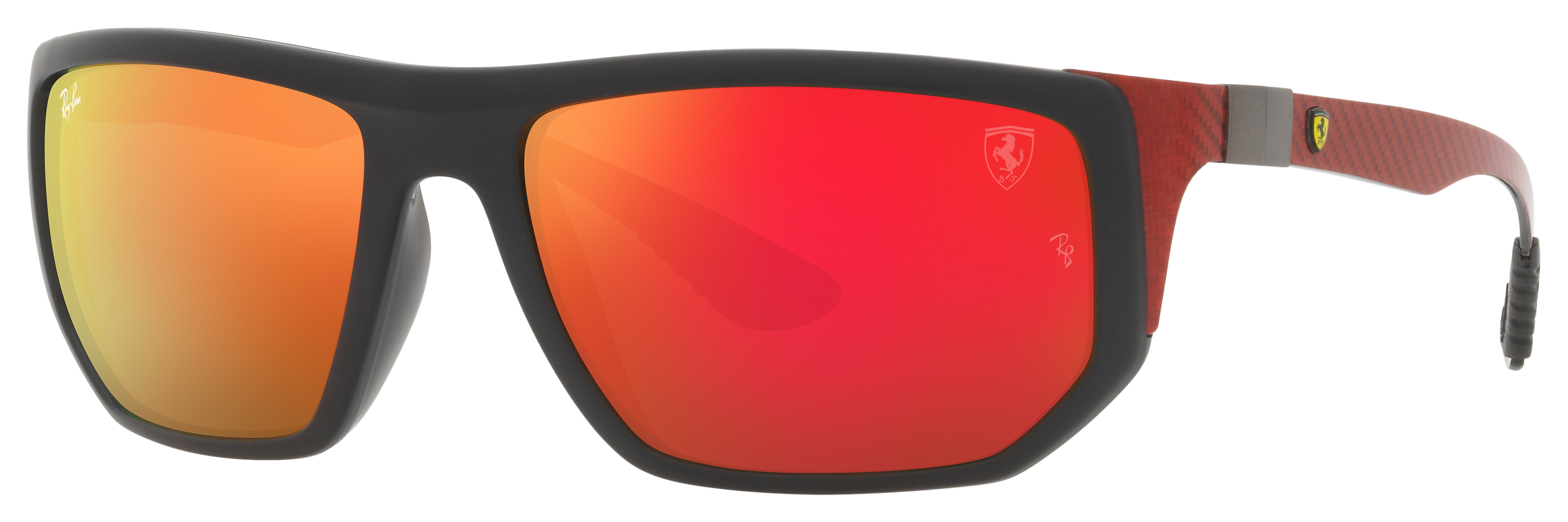 Image of Ray-Ban RB8361M Scuderia Ferrari Collection Mirror Sunglasses - Matte Black/Orange Mirror - X-Large