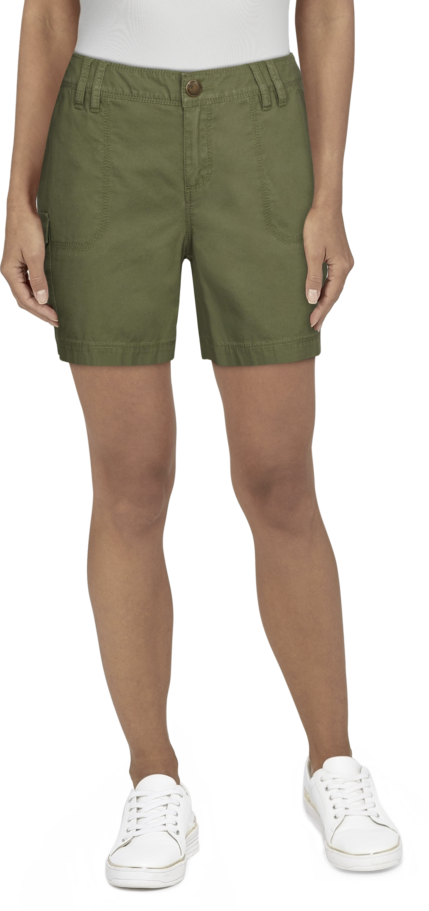 Natural Reflections Canvas Cargo Shorts for Ladies - Four Leaf Clover - 12