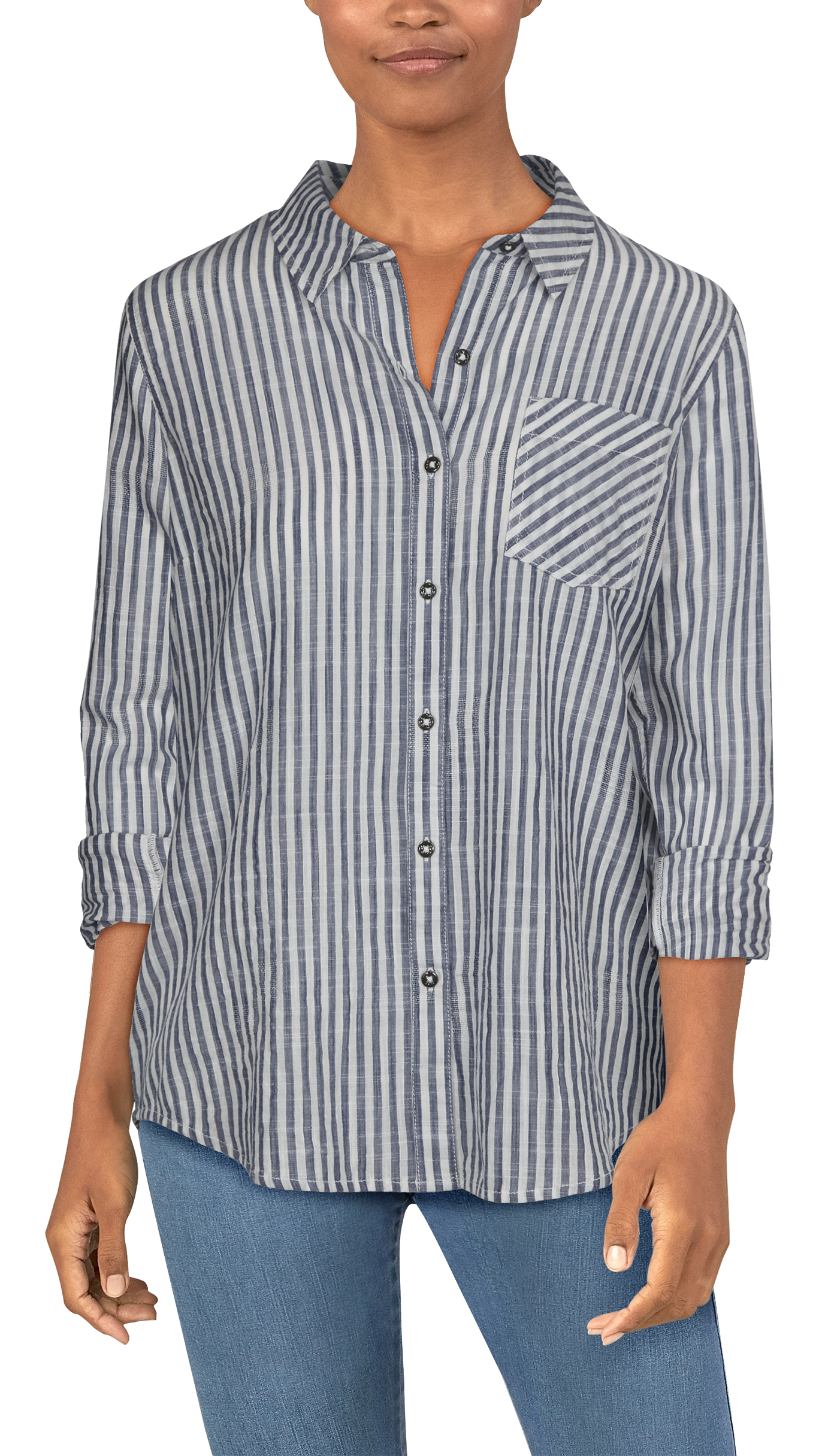 Natural Reflections Meadowland Long-Sleeve Shirt for Ladies - Blue Indigo S