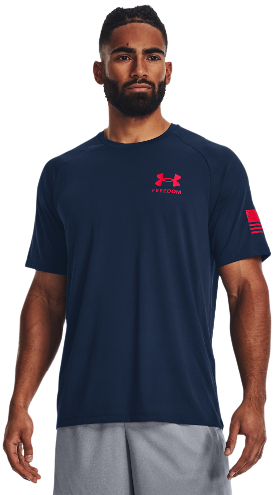 Under Armour Freedom Tech Short-Sleeve T-Shirt for Men - Academy/Red - L