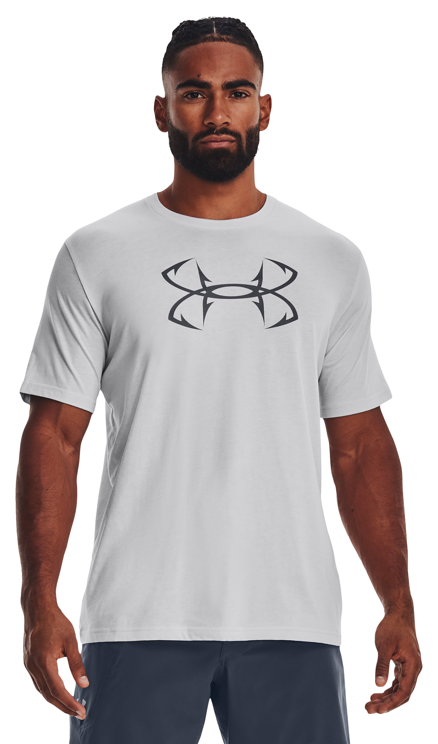 Under Armour Men T-Shirt Medium Black Logo Graphic Fishing Short