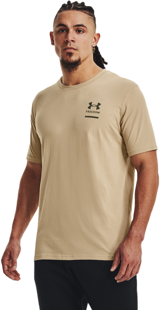 Under Armour New Tac Freedom Spine Short-Sleeve T-Shirt for Men - Desert Sand/Marine OD Green - XL