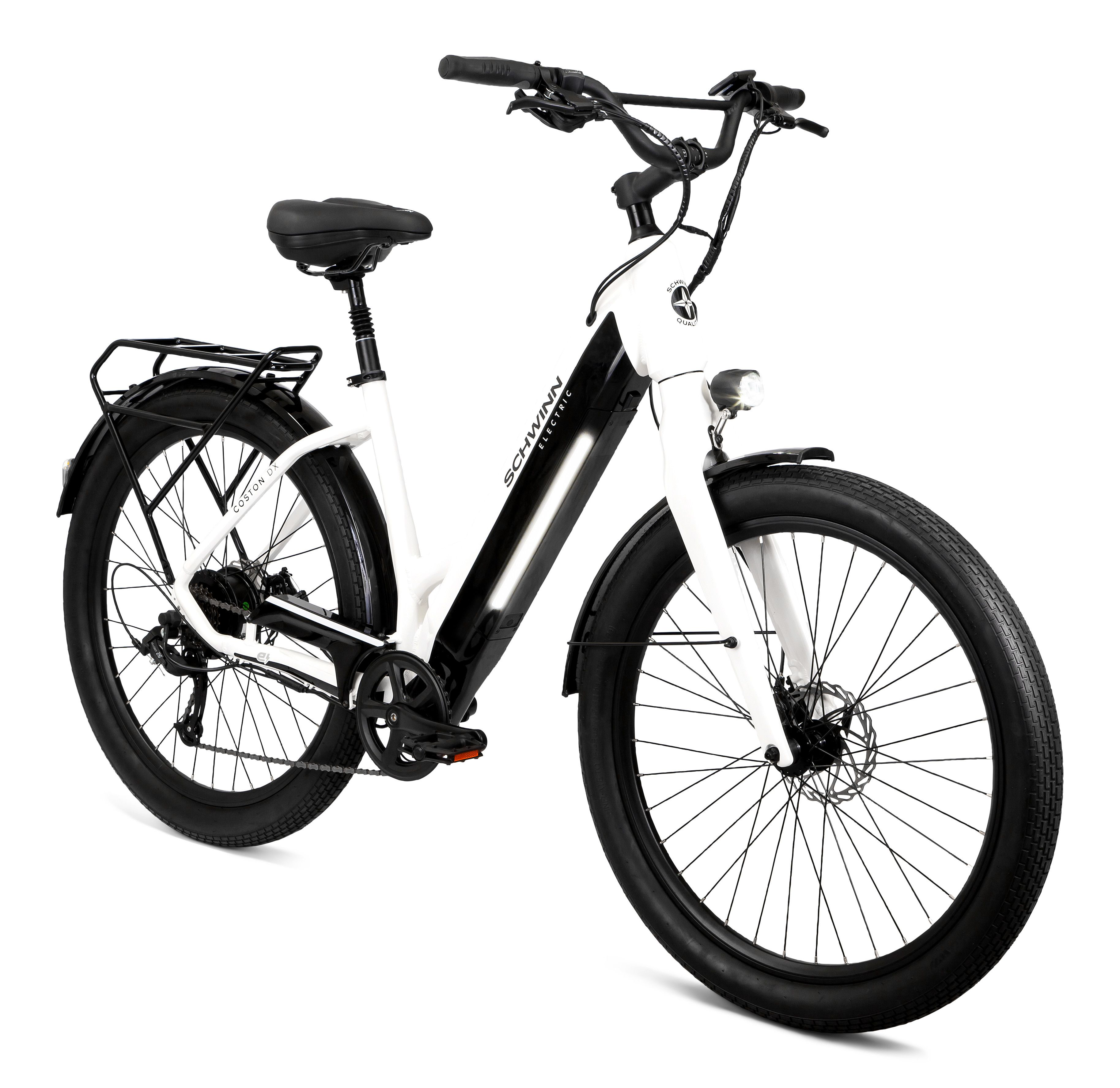 Schwinn Coston DX Hybrid E-Bike with Step-Through Frame - Gloss White - S/M
