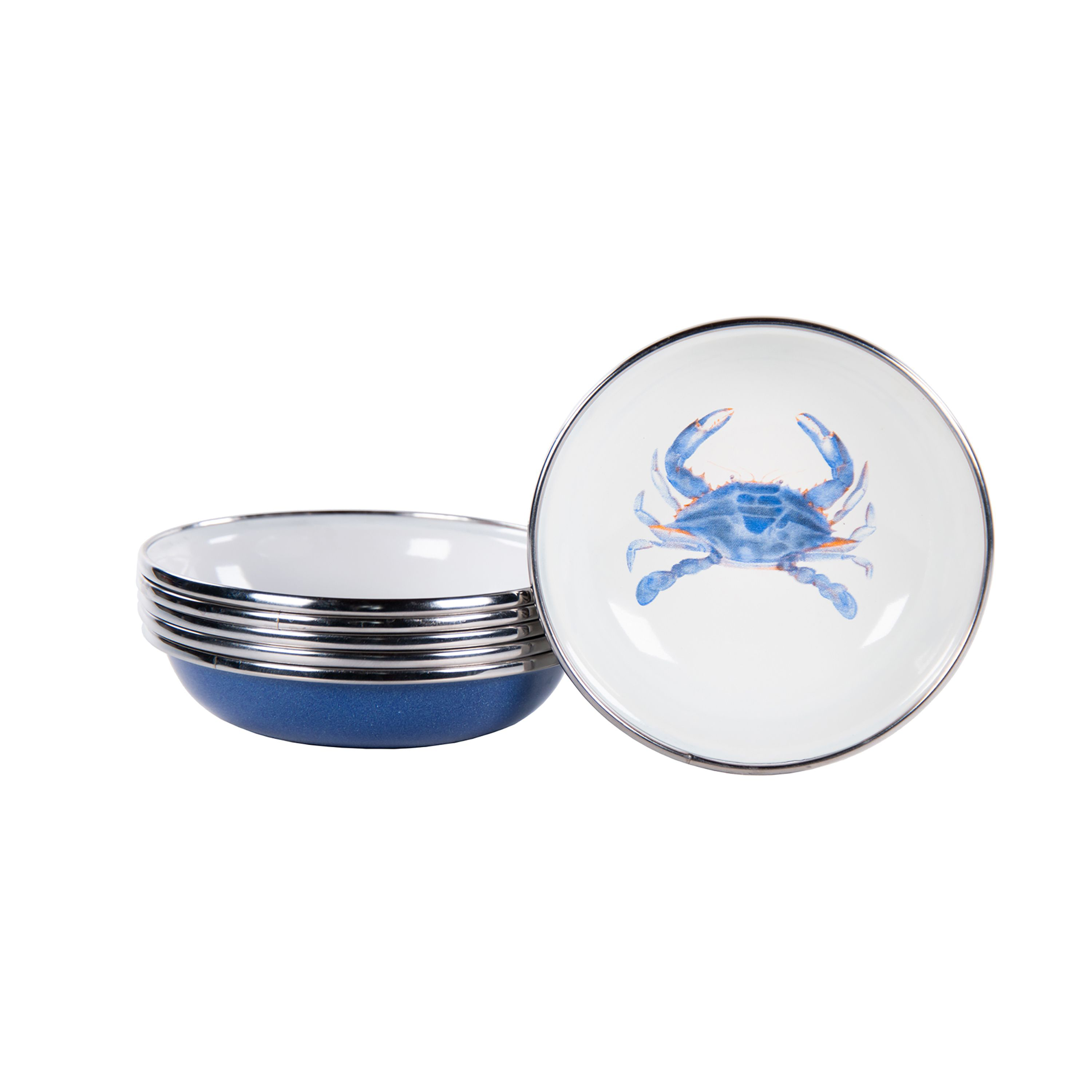 Golden Rabbit Blue Crab Enamelware 6-Piece Tasting Dish Set