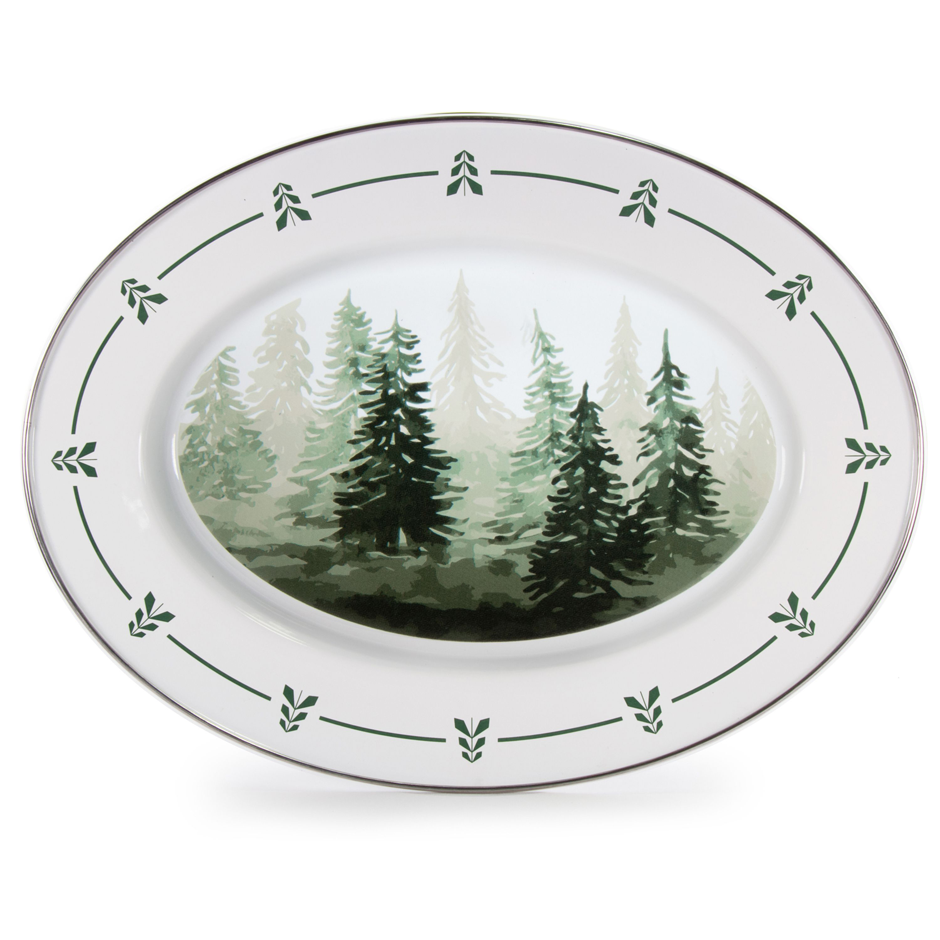 Golden Rabbit Forest Trees Enamelware Collection Oval Platter
