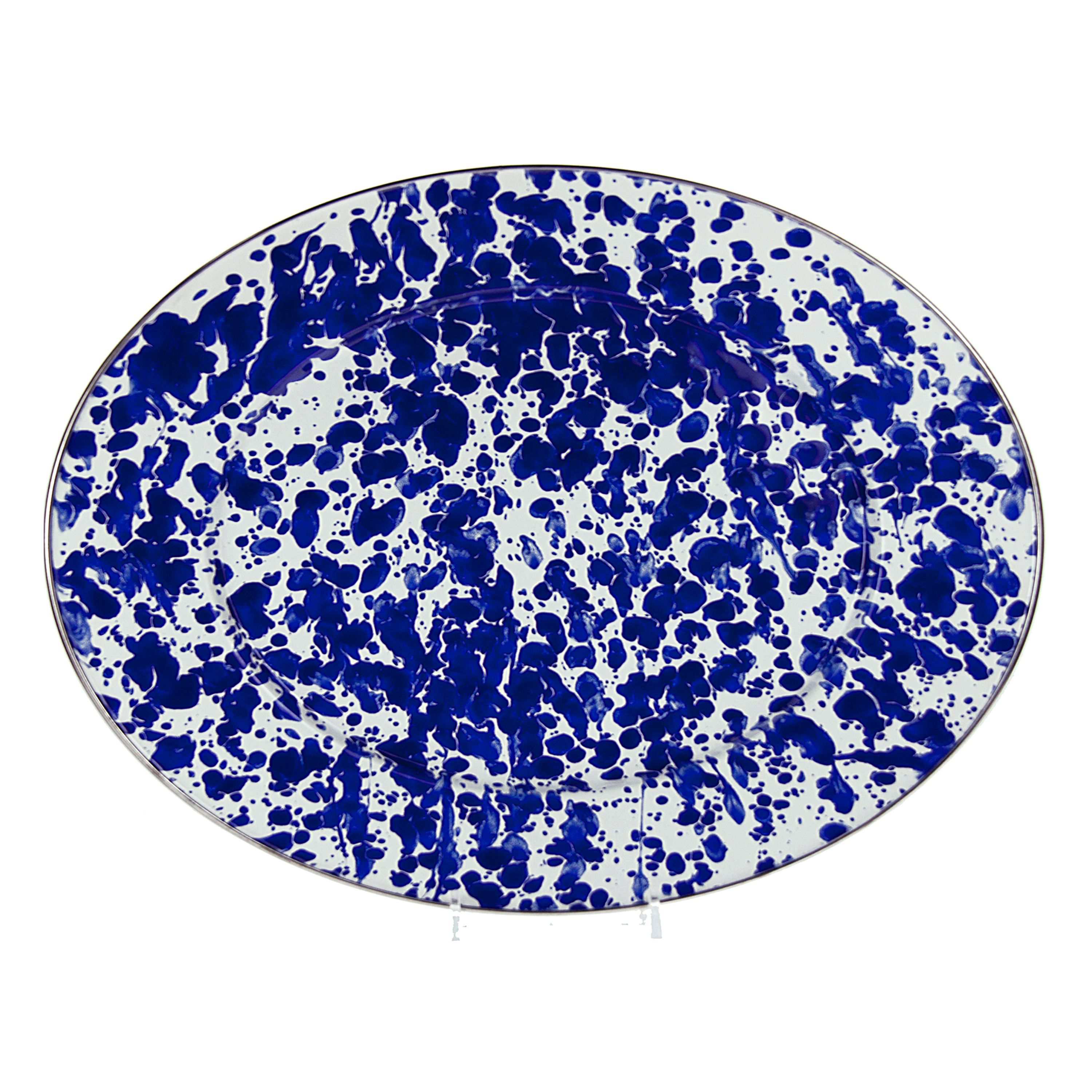 Golden Rabbit Cobalt Blue Enamelware Collection Oval Platter