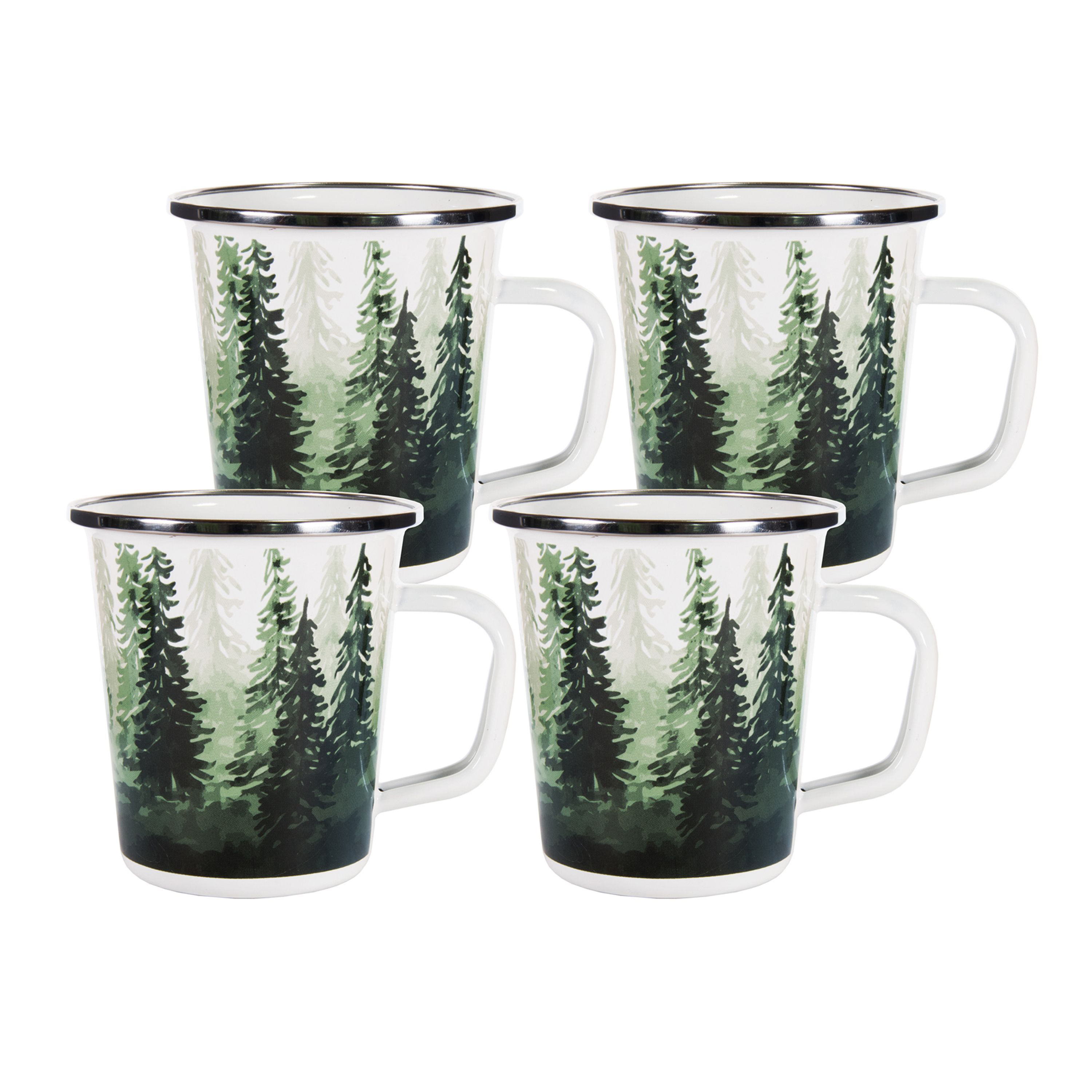 Golden Rabbit Enamelware Forest Glen 4-Piece Latte Mug Set