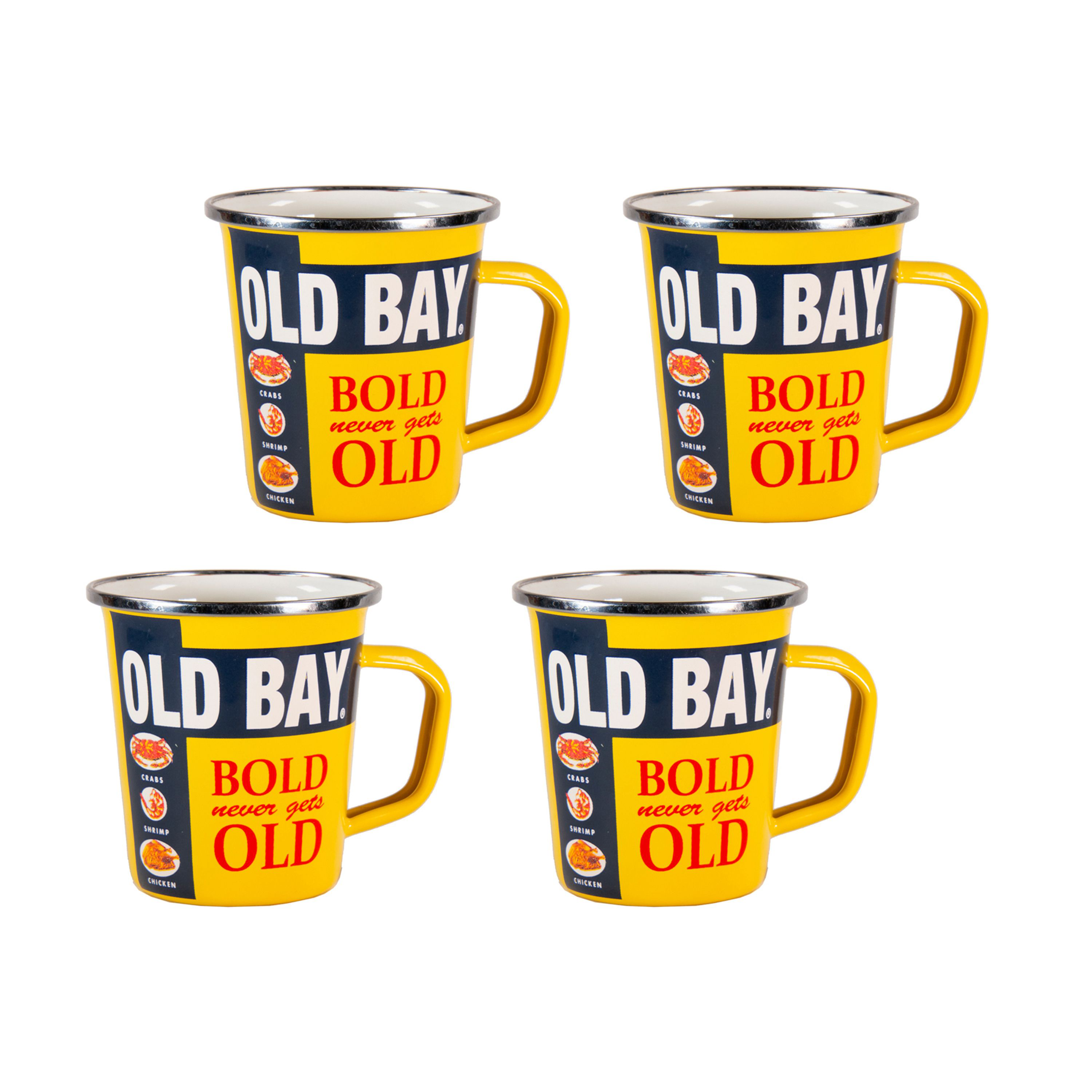 Golden Rabbit Enamelware Old Bay 4-Piece Latte Mug Set