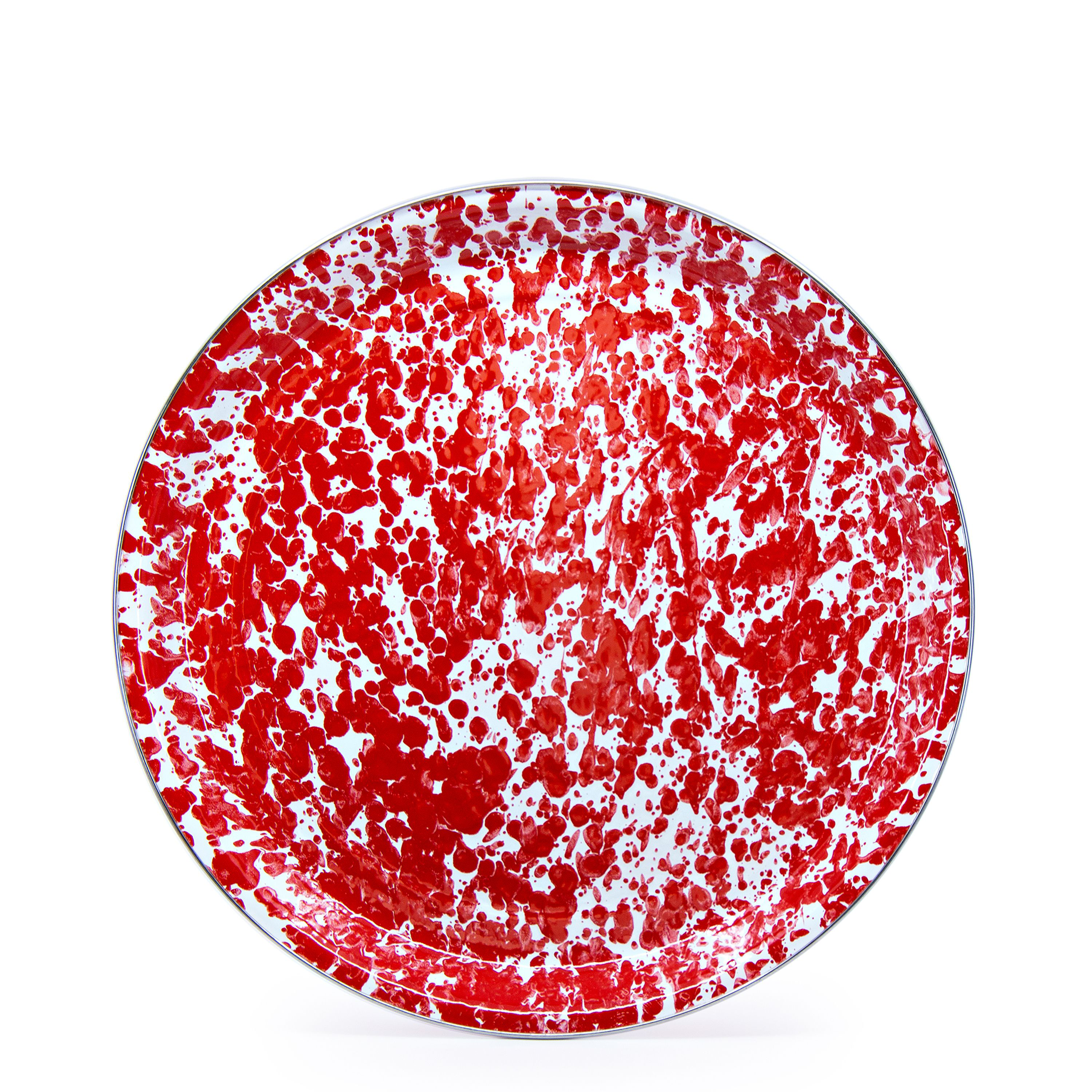 Golden Rabbit Enamelware Red Swirl Tray - 20