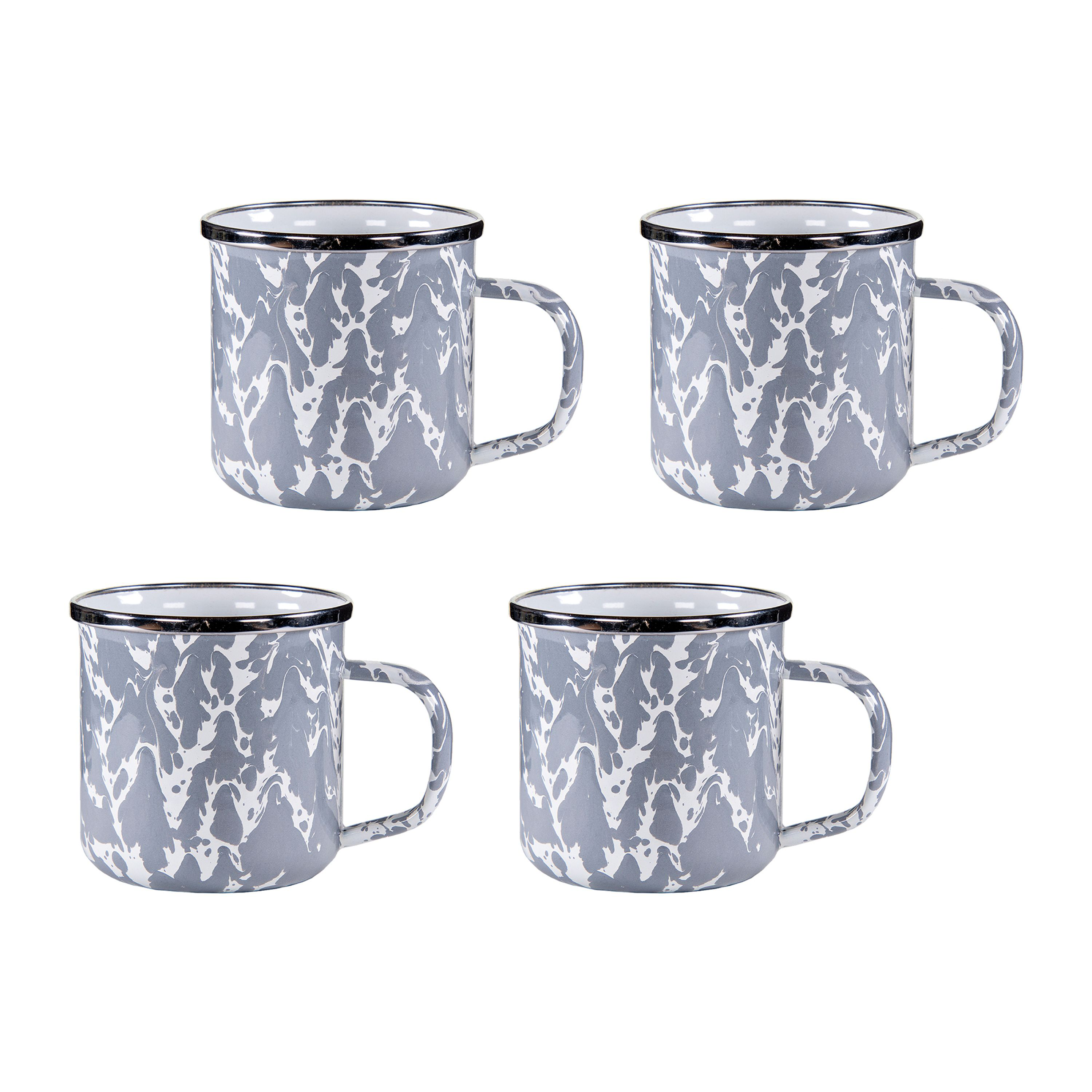 Golden Rabbit Grey Swirl Enamelware Collection Adult Mug Set of 4