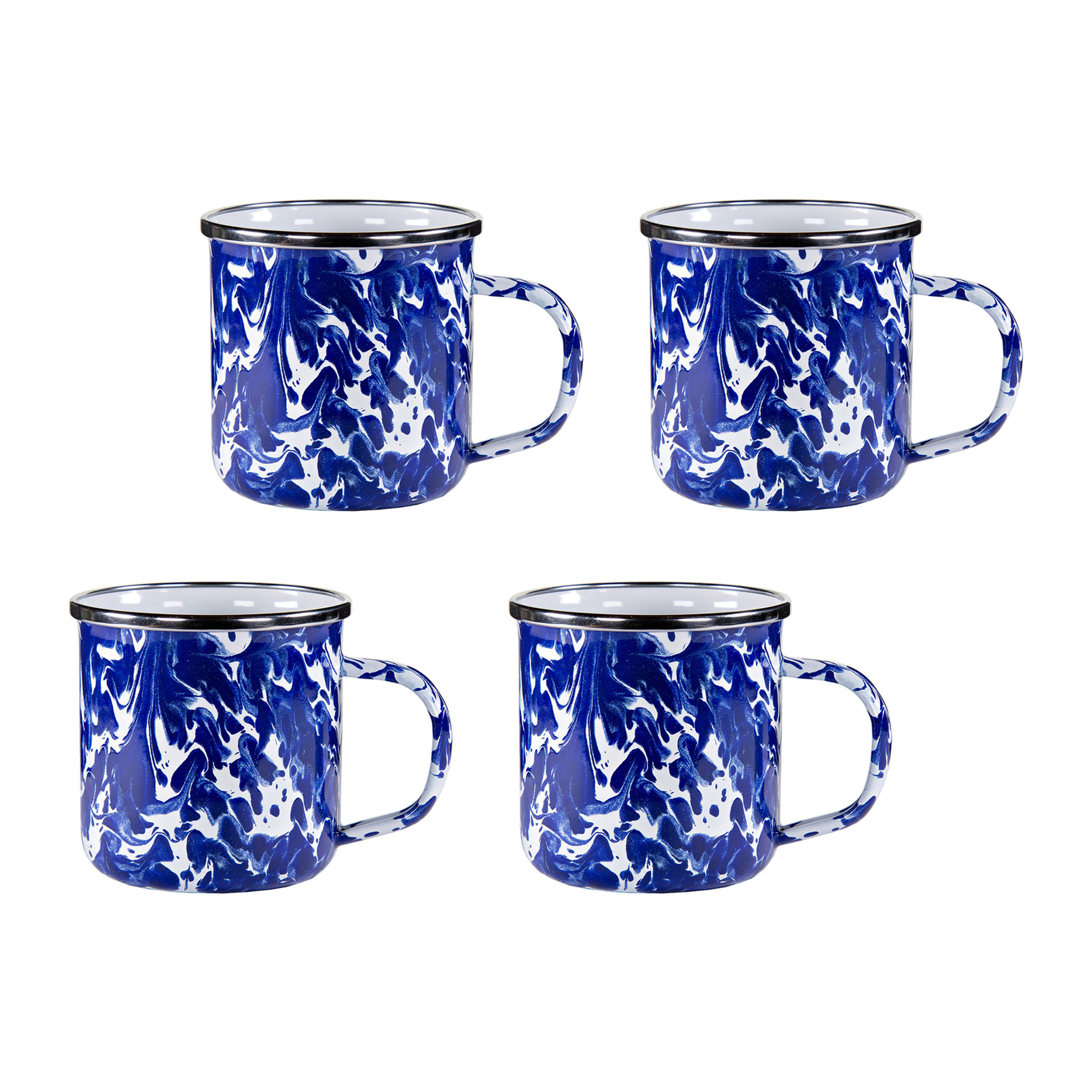 Golden Rabbit Cobalt Swirl Enamelware Collection Adult Mug Set of 4