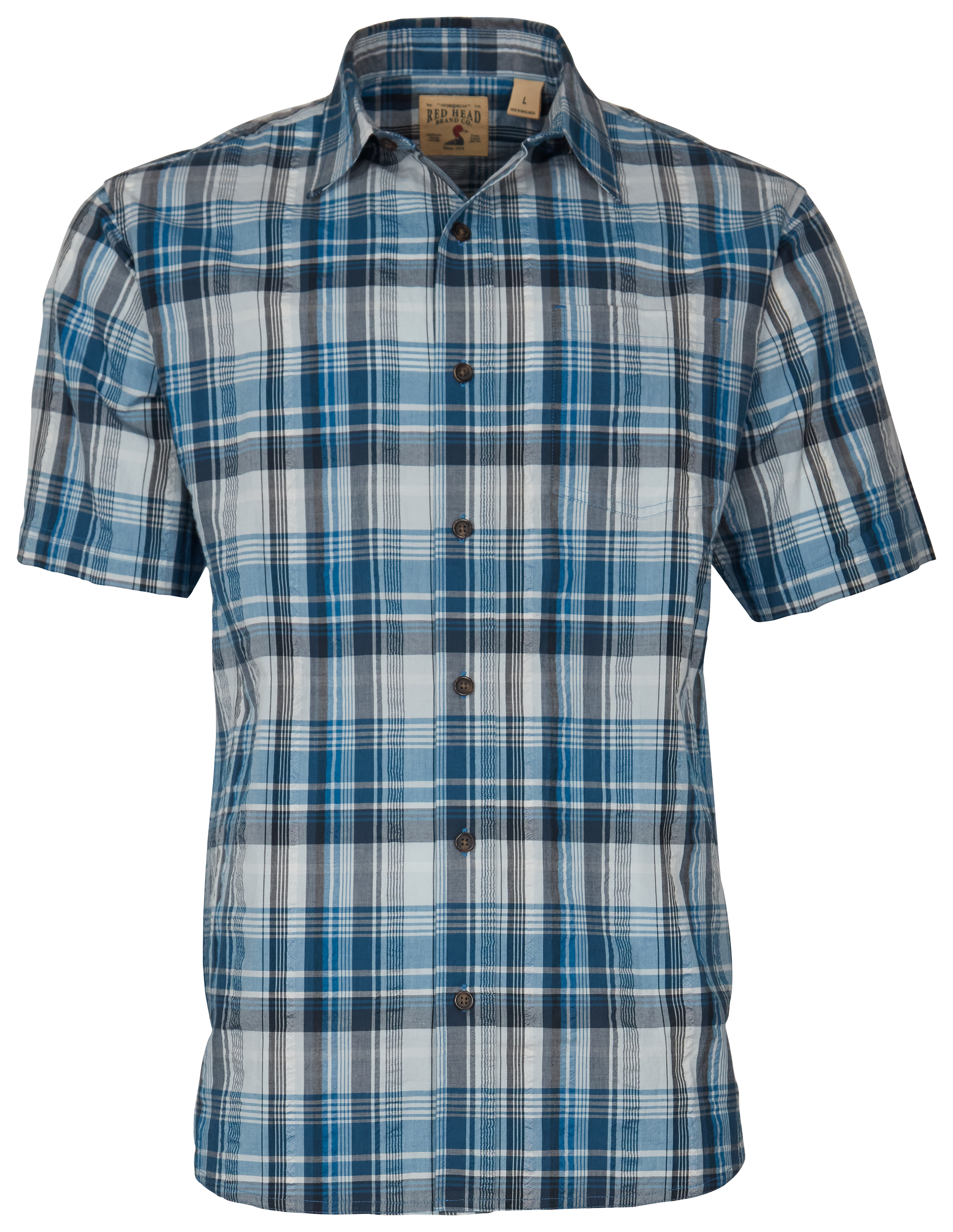 RedHead Seersucker Short-Sleeve Button-Down Shirt for Men - Cadet Blue - 5X