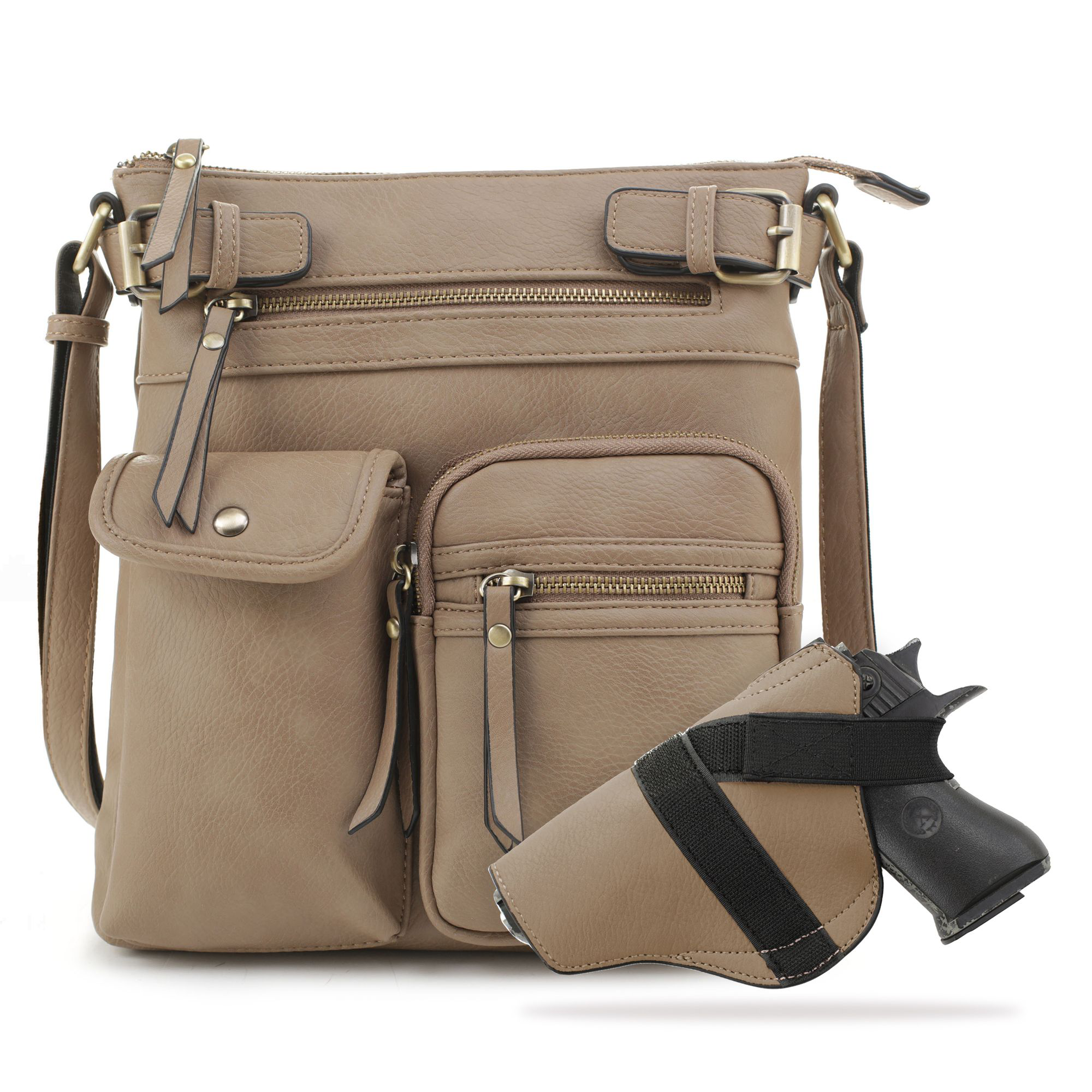 Jessie & James Handbags Shelby Concealed Carry Lock and Key Crossbody - Stone