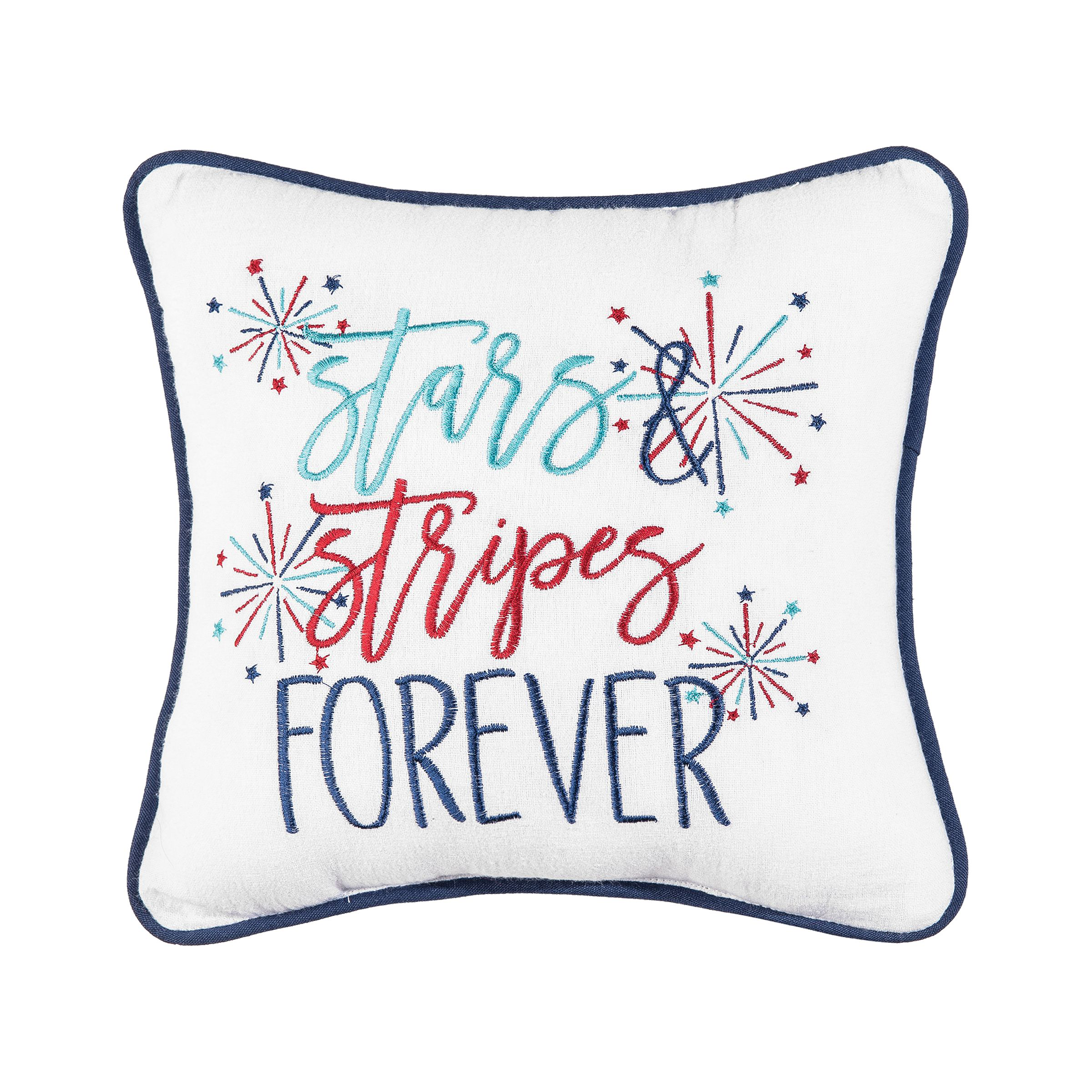 C&ampF Home Stars &Stripes Forever Americana Embroidered Throw Pillow