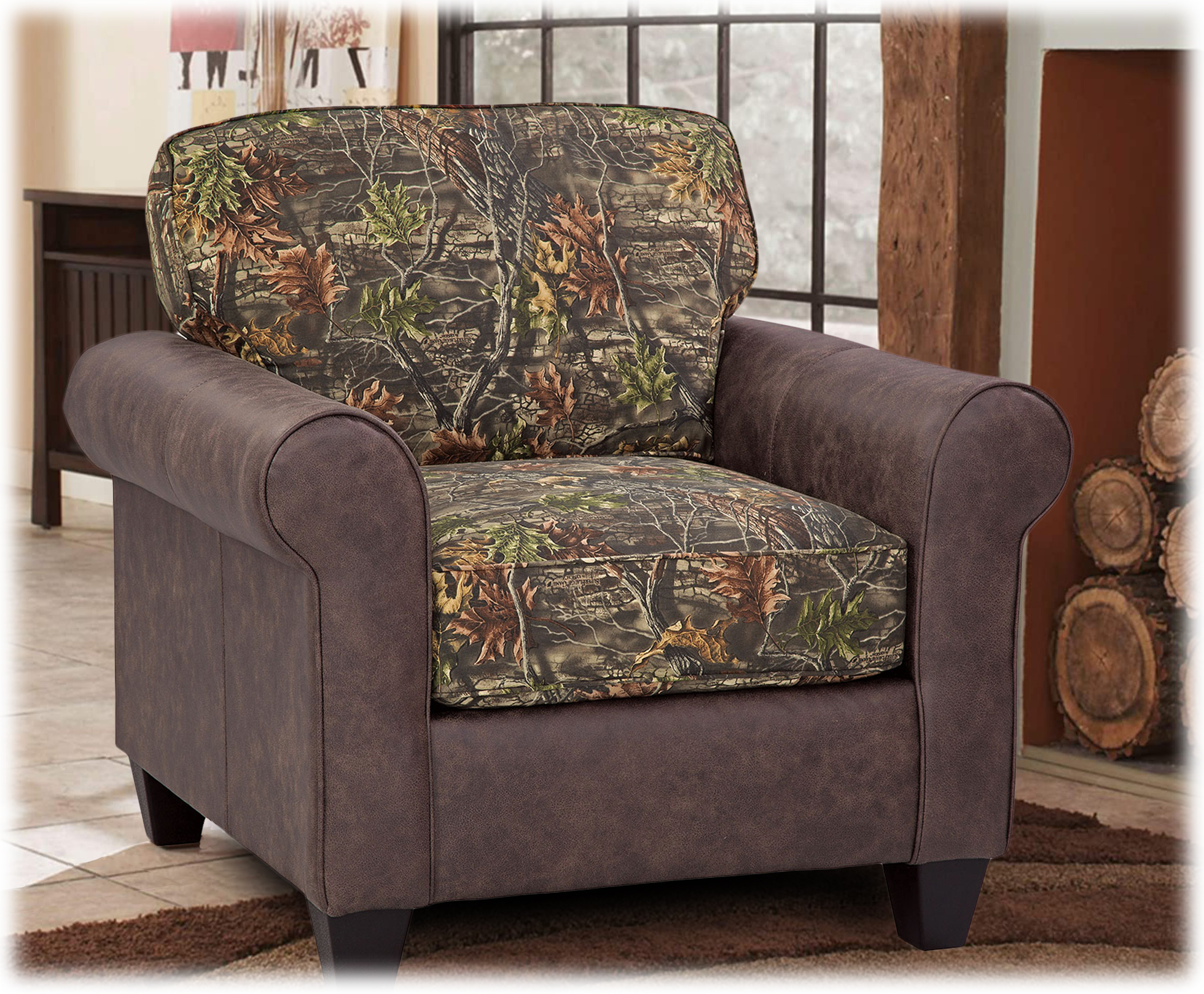 American Furniture Classics SuperFlauge Camo and Leather Armchair