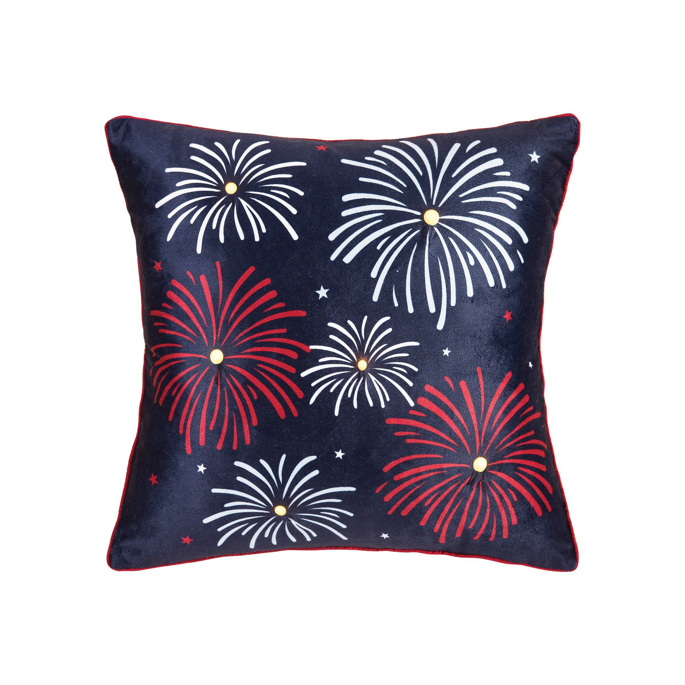 C&ampF Home Fireworks LED Light-Up Throw Pillow