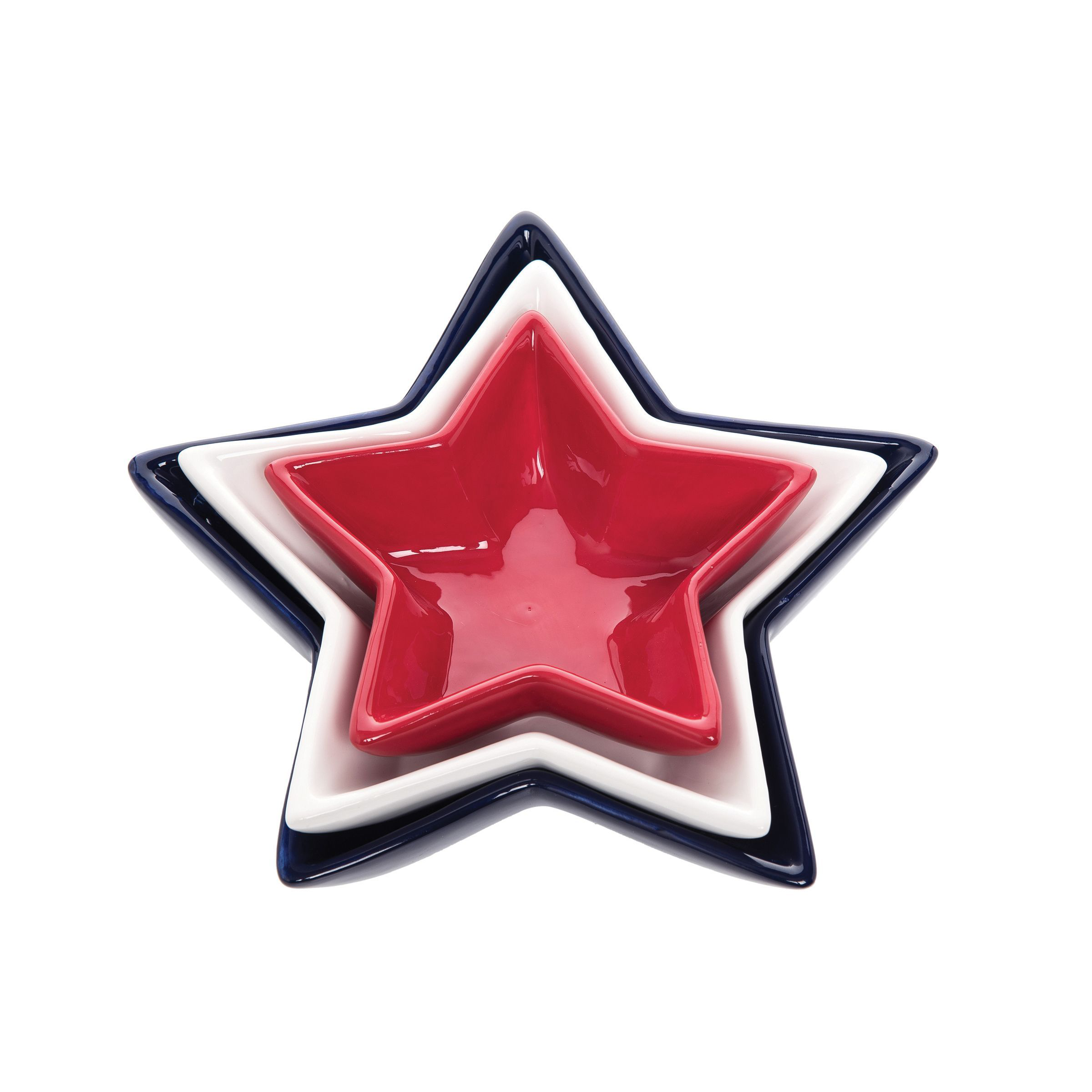 C&ampF Home Patriotic Star-Shaped 3-Piece Dish Set