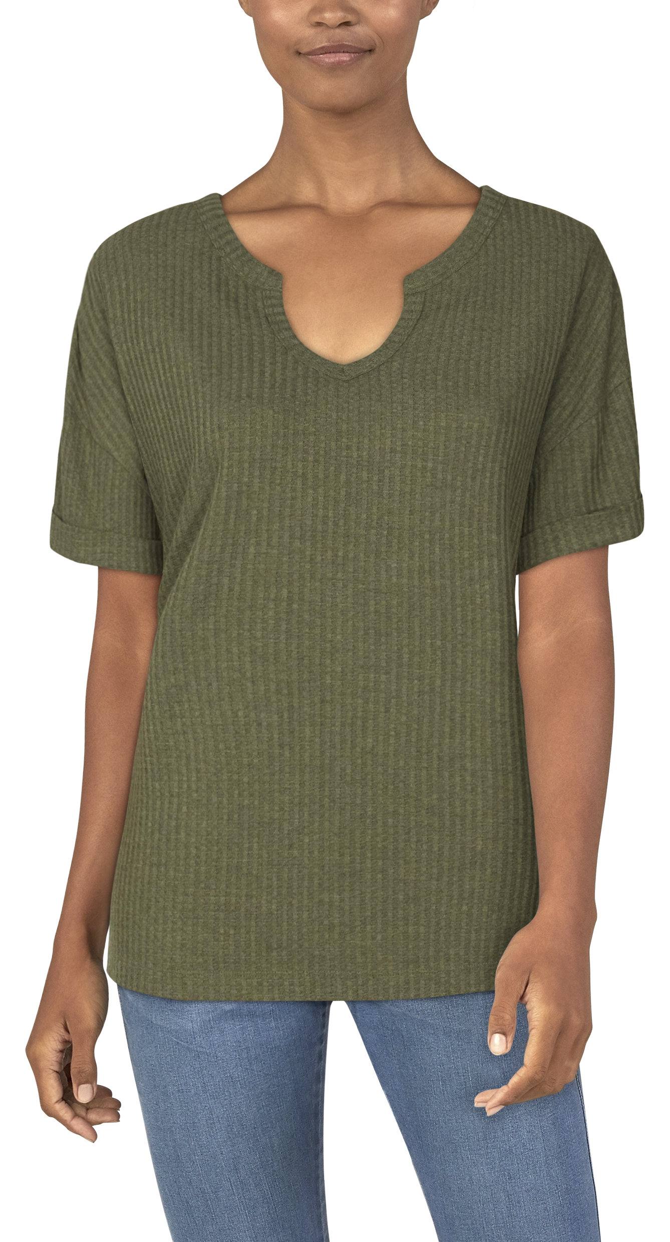 Natural Reflections Brush Creek Waffle Short-Sleeve Shirt for Ladies - Deep