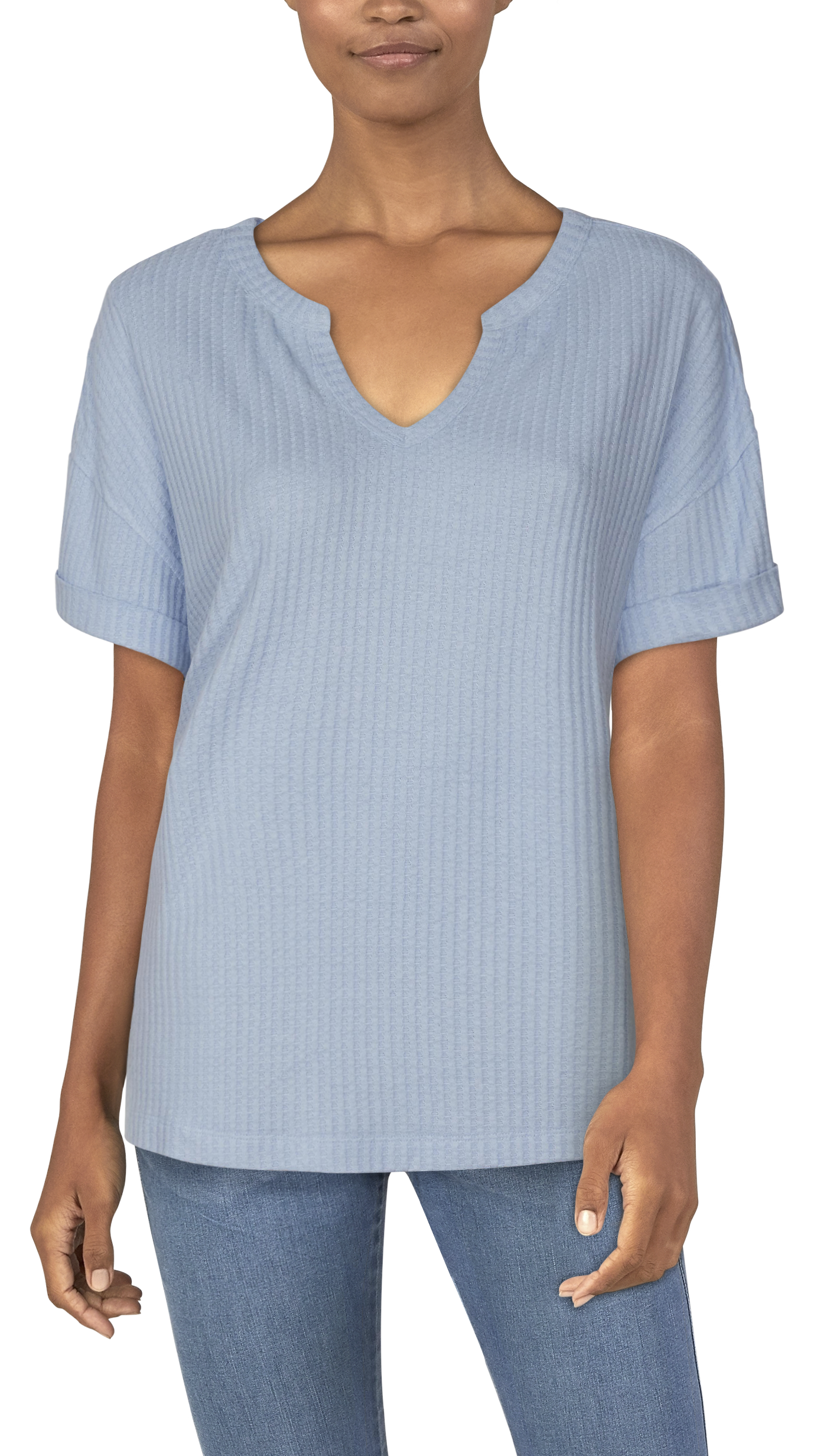 Natural Reflections Brush Creek Waffle Short-Sleeve Shirt for Ladies - Chambray Blue - S