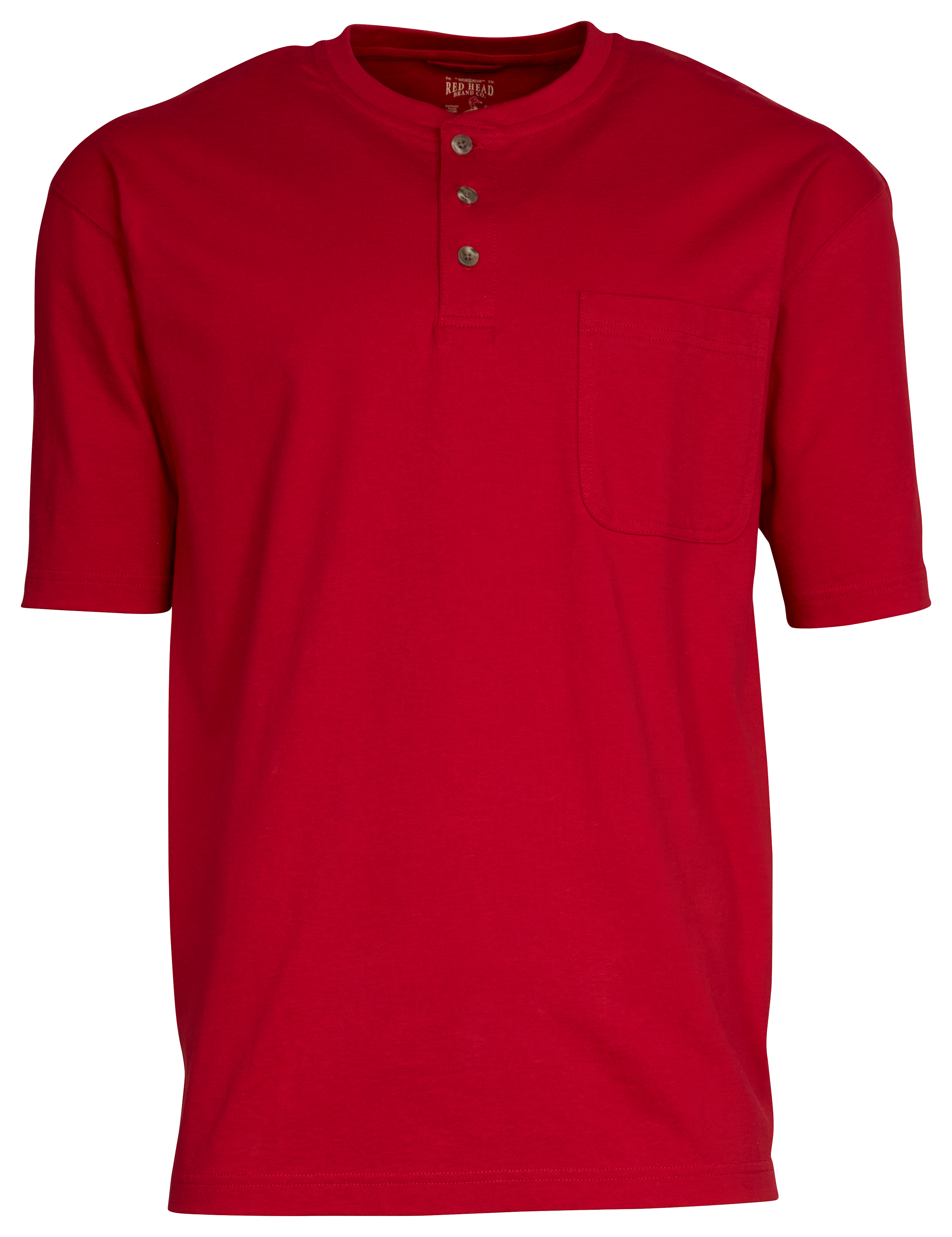 RedHead Henley Pocket Short-Sleeve Shirt for Men - Chili Pepper - 5XL