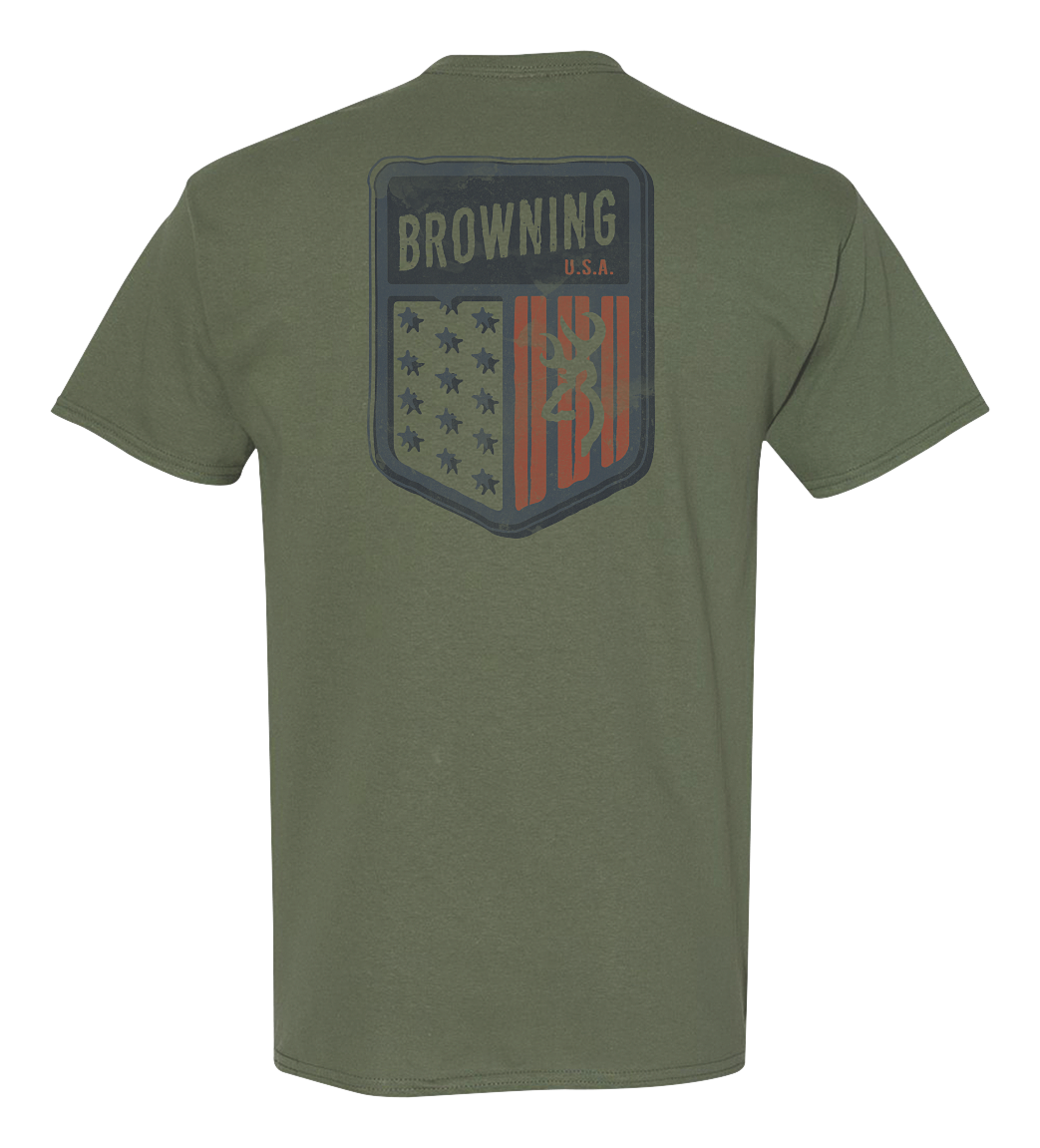 Browning Badge Flag Short-Sleeve T-Shirt for Men - Military Green - S