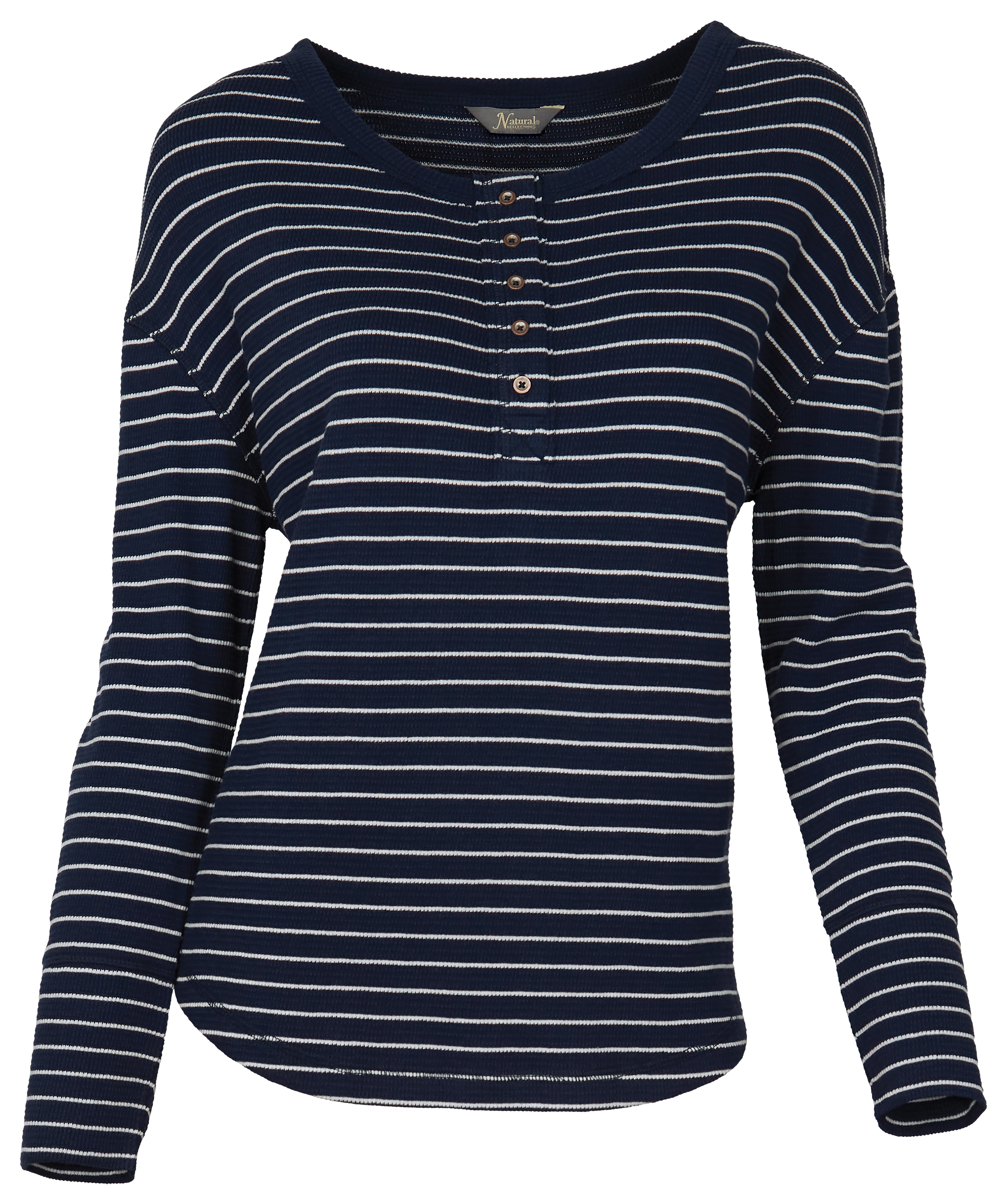 NATURAL REFLECTIONS Stripe Waffle Long-Sleeve Henley