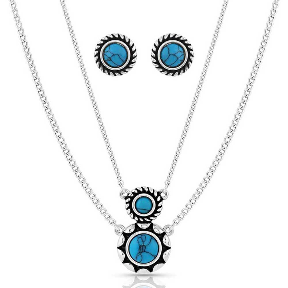 Montana Silversmiths Dueling Moons Silver Necklace and Earrings Jewelry Set