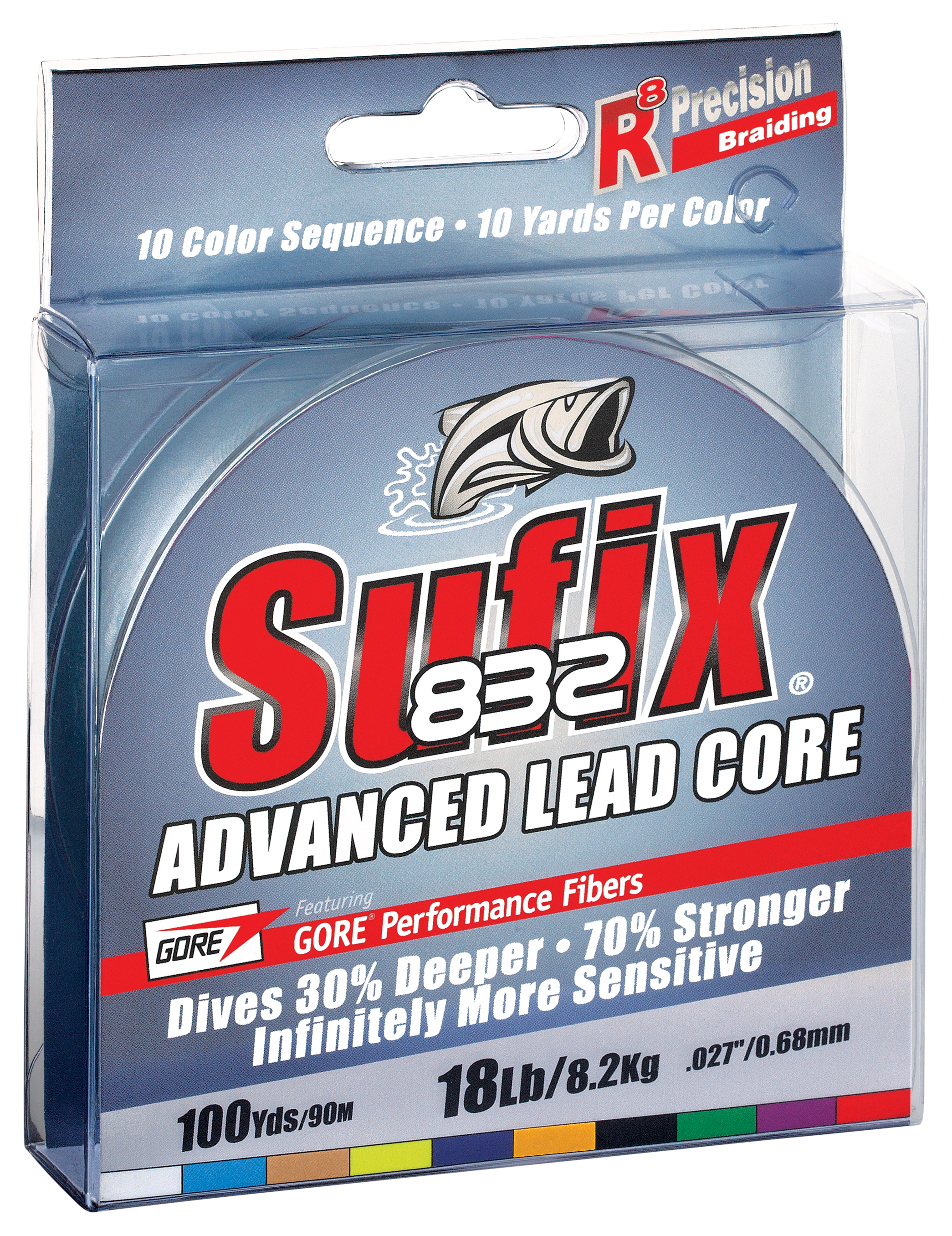 Sufix 832 Advanced Lead Core - 18lb - 10-Color Metered - 200 yds