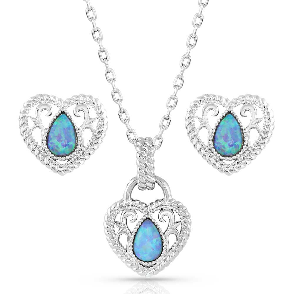 Montana Silversmiths Gleeful Heart Necklace and Earrings Jewelry Set