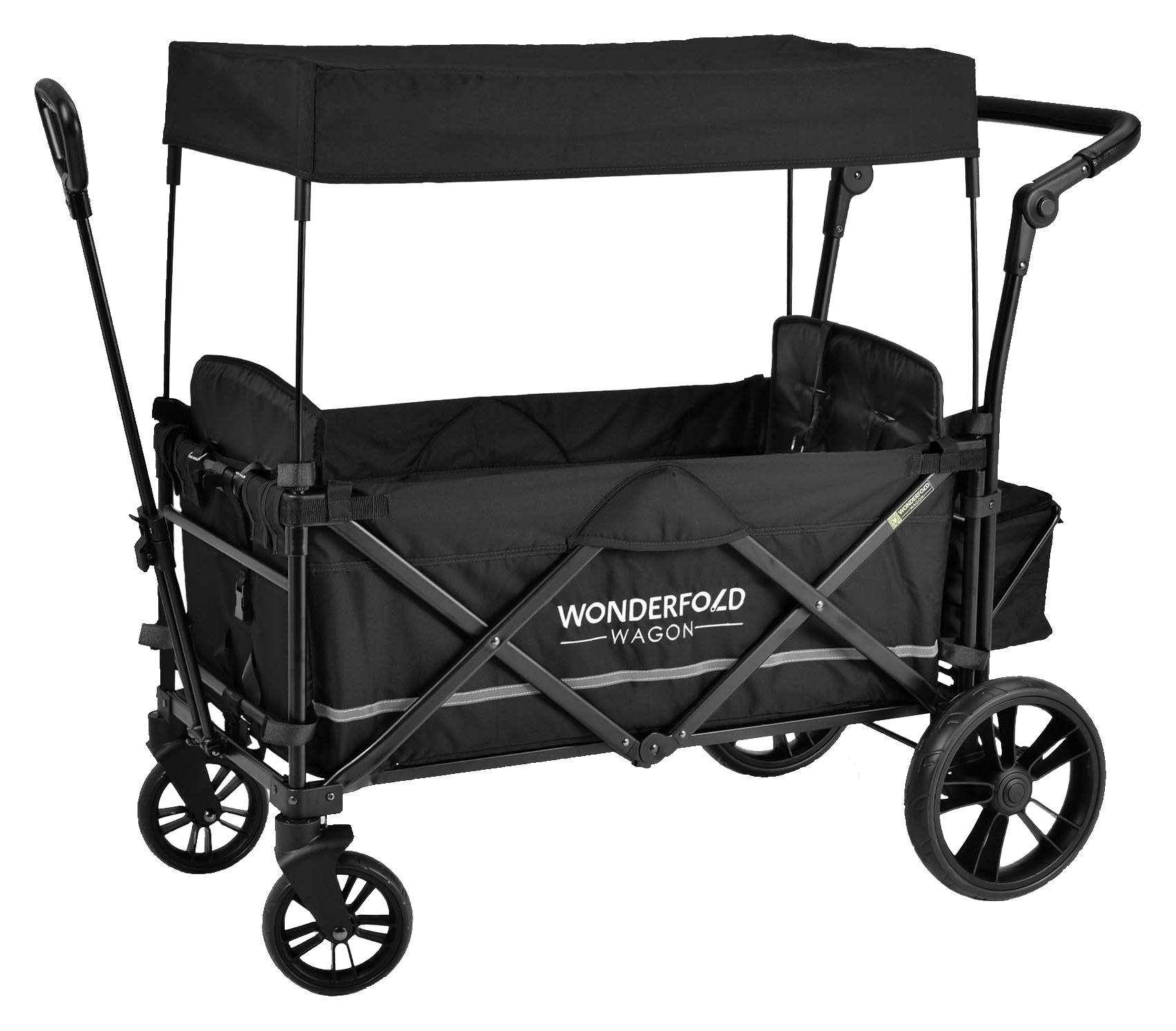WonderFold Wagon Outdoor X2 Push + Pull Double Stroller Wagon - Black/Gray