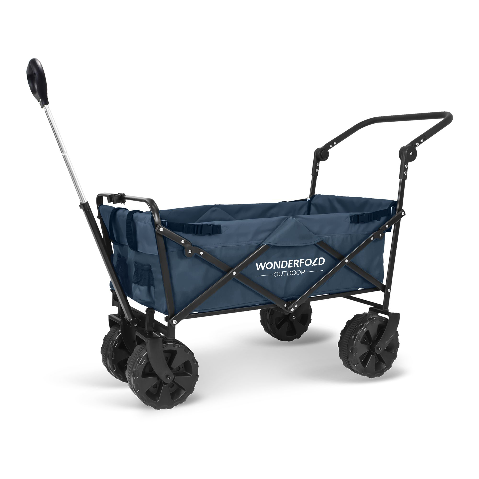 Image of WonderFold Wagon Outdoor S2 Push + Pull Folding Utility Wagon with Beach Tires - Blue