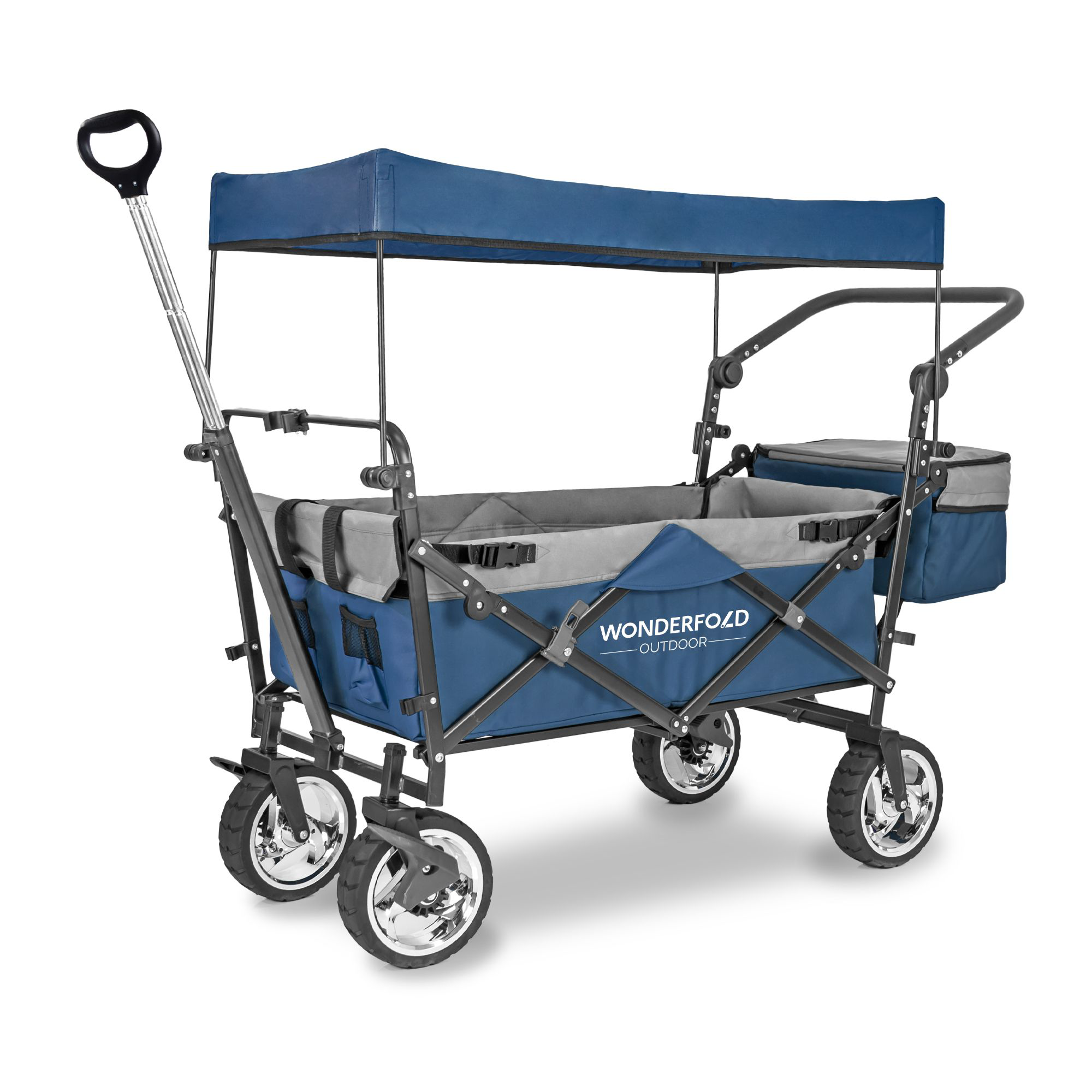 Image of WonderFold Wagon Outdoor S4 Push + Pull Folding Utility Wagon with Canopy