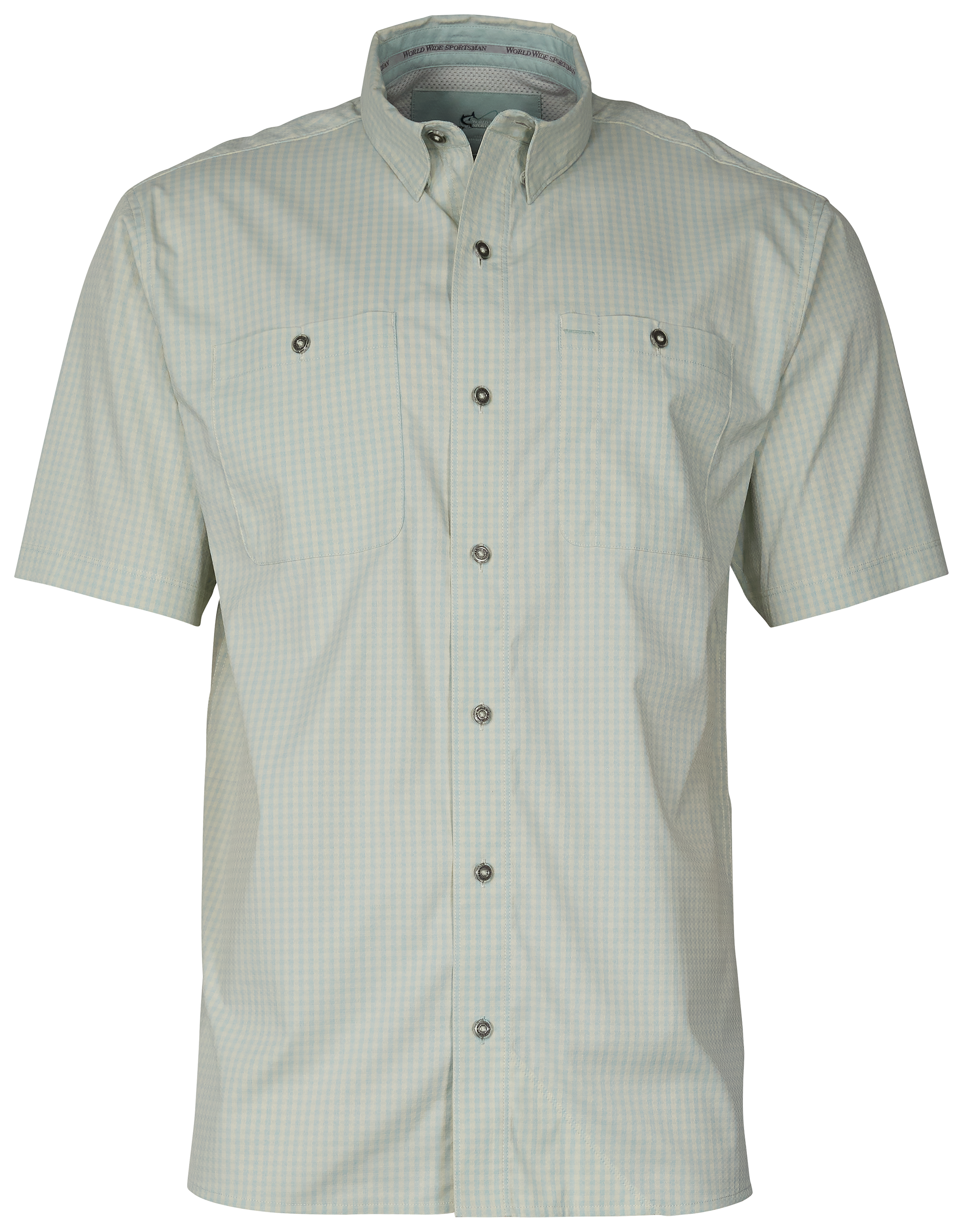 World Wide Sportsman Ultimate Angler Plaid Short-Sleeve Shirt for Men - Harbor Gray Gingham - L