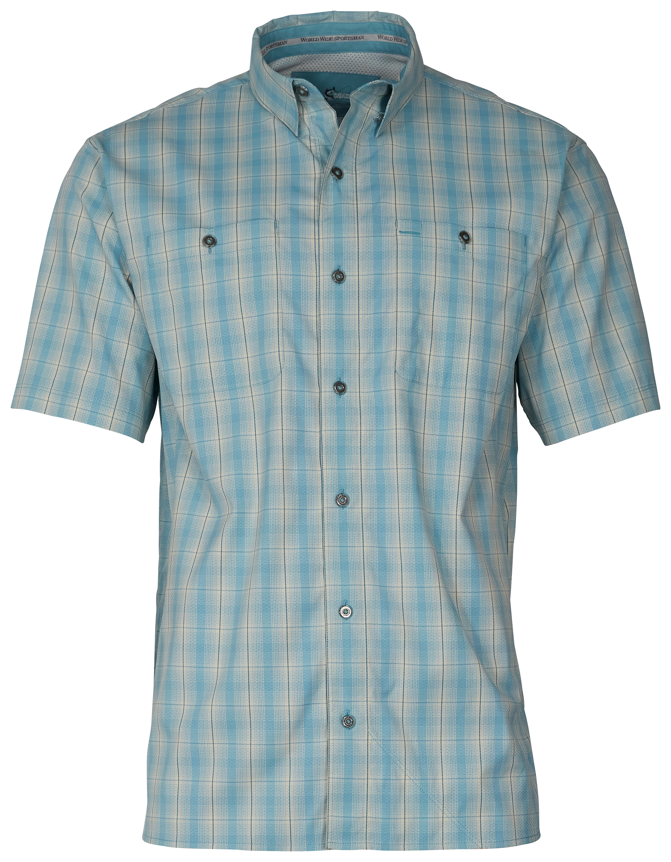 World Wide Sportsman Ultimate Angler Plaid Short-Sleeve Shirt for Men - Fading Ripple Plaid - XL