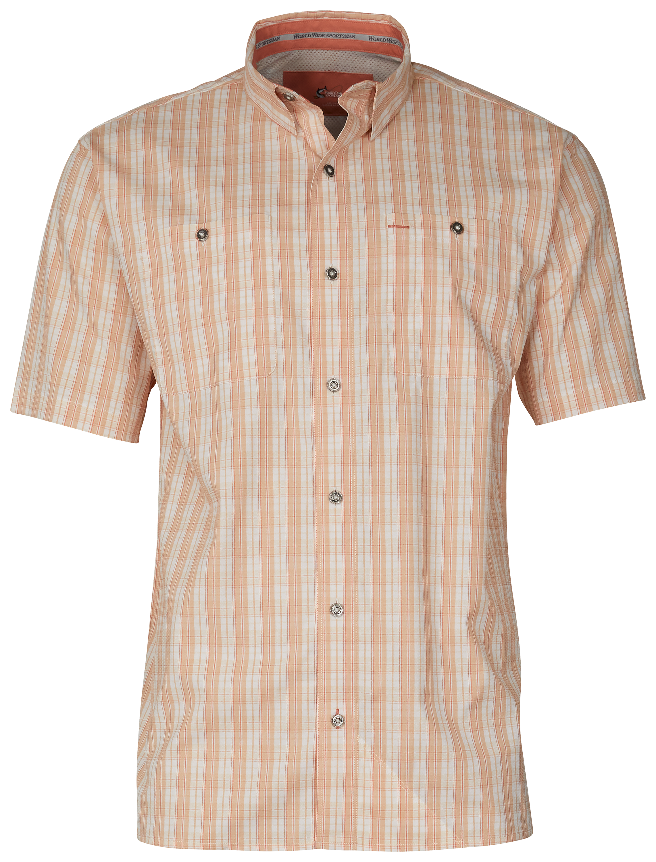 World Wide Sportsman Ultimate Angler Plaid Short-Sleeve Shirt for Men - Almost Apricot Plaid - XL