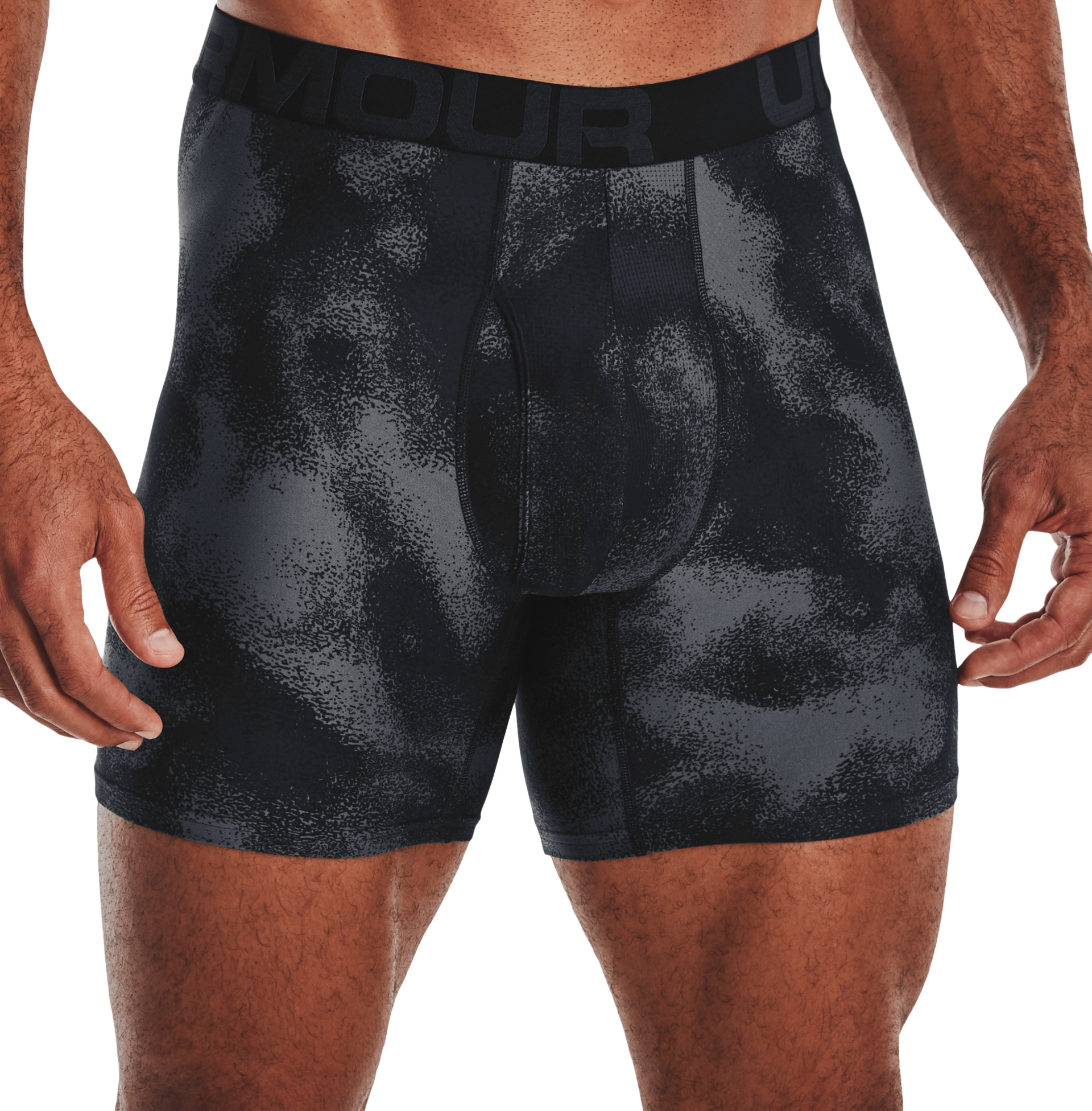 Under Armour Tech 6"" Patterned Boxerjock Shorts for Men - Pitch Gray/Jet Gray-22 -  L