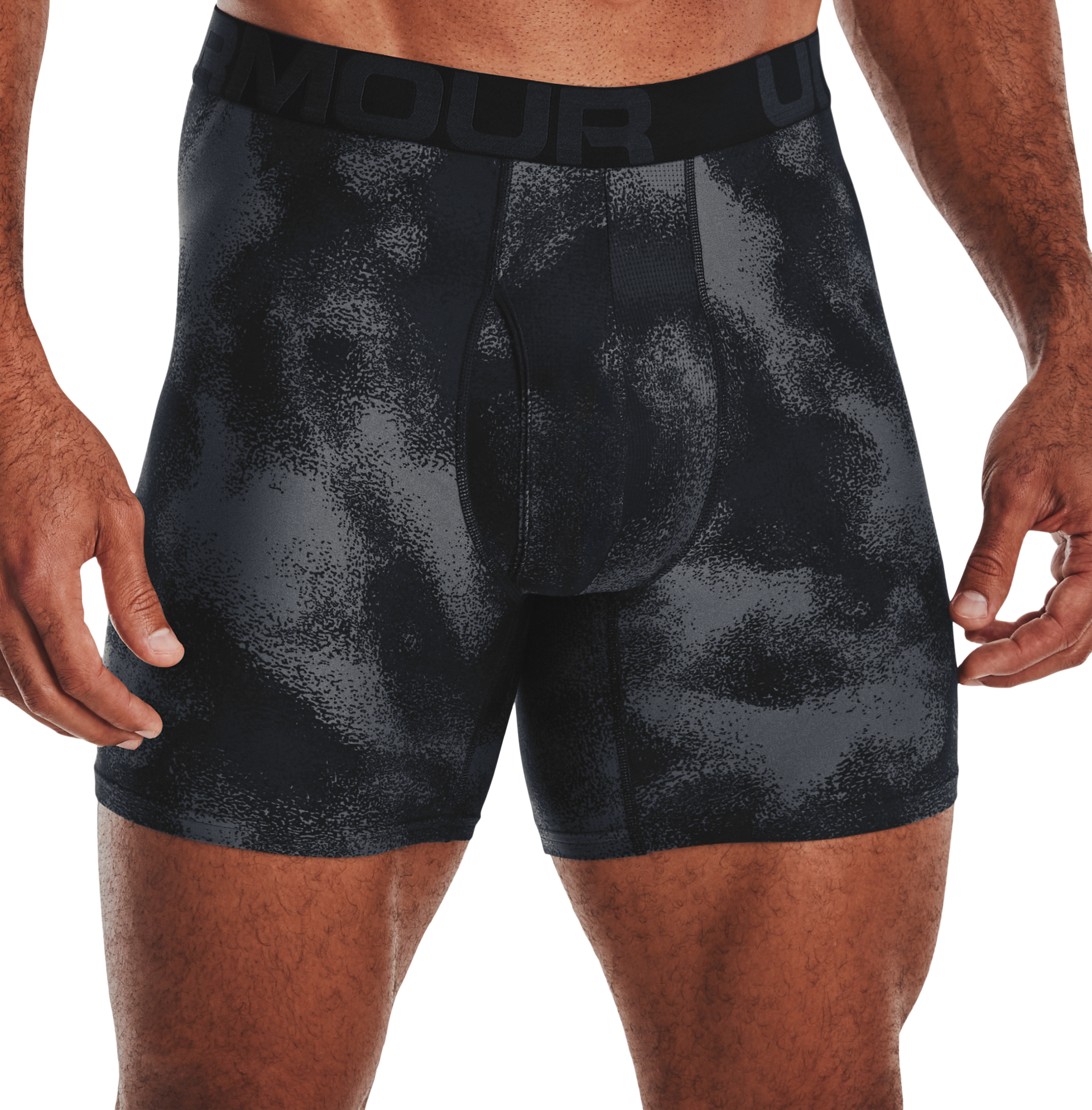 Under Armour Tech 6"" Patterned Boxerjock Shorts for Men - Pitch Gray/Jet Gray-22 - 2XL