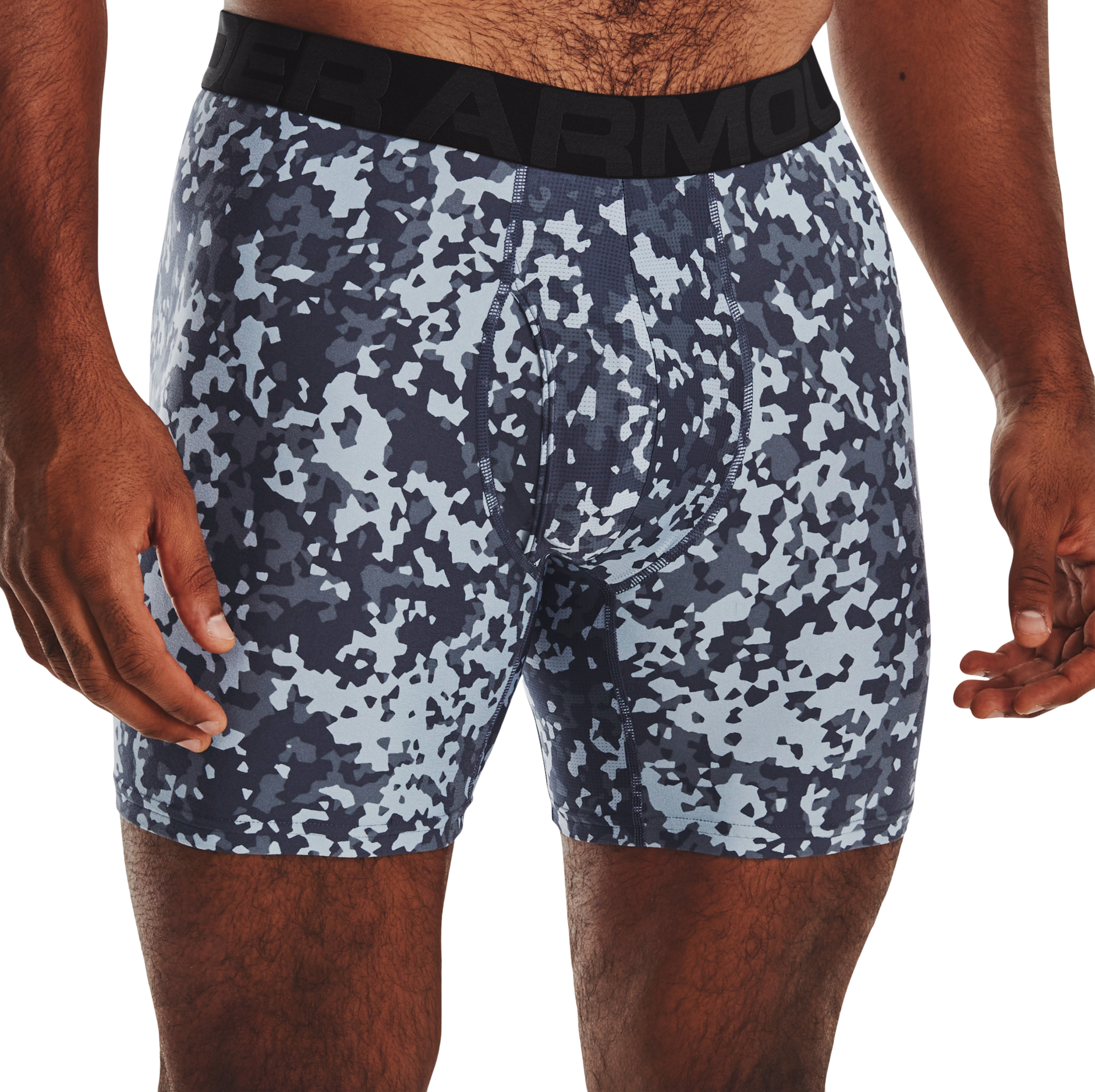 Under Armour Tech Patterned Boxerjock Shorts for Men - Harbor Blue/Jet Gray - S