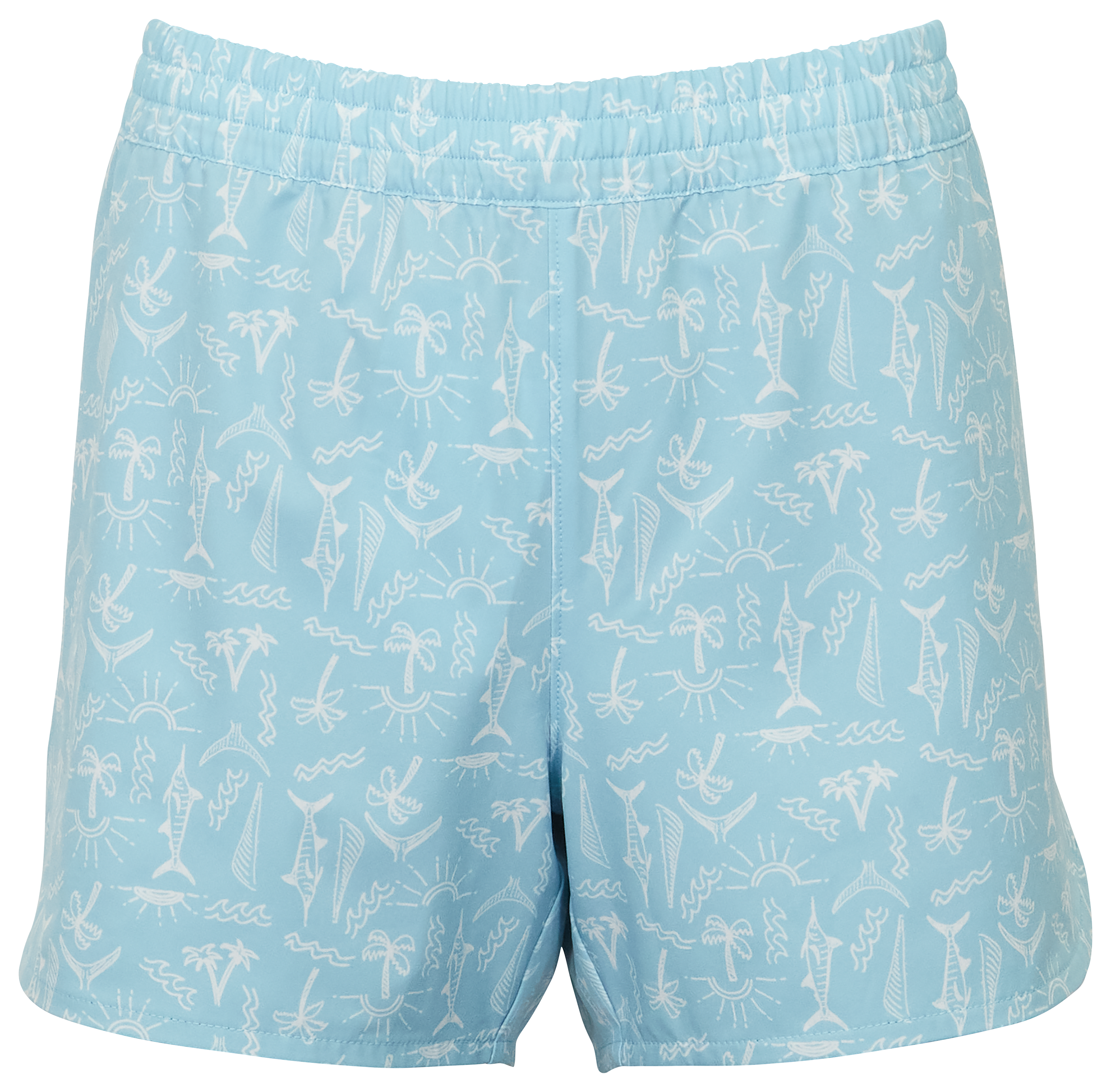 World Wide Sportsman Charter Print Pull-On Shorts for Ladies - Sky Blue Sunshine - M