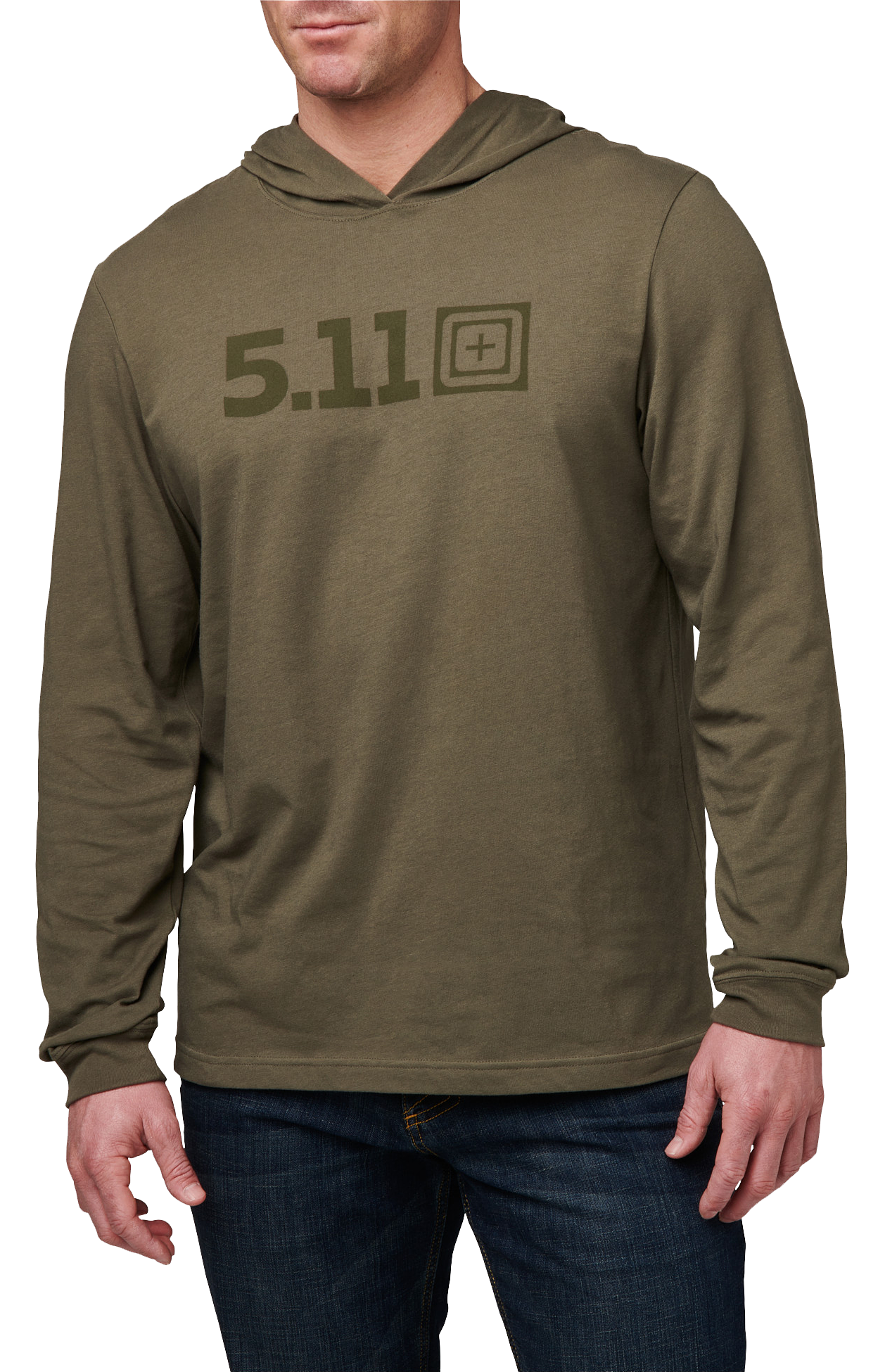 Image of 5.11 Tactical Hooded Long-Sleeve T-Shirt for Men - Ranger Green - L