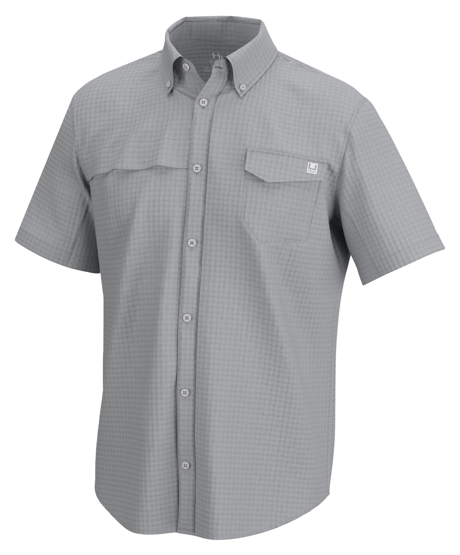 Huk Tide Point Button-Down Short-Sleeve Shirt, Medium, Harbor Mist