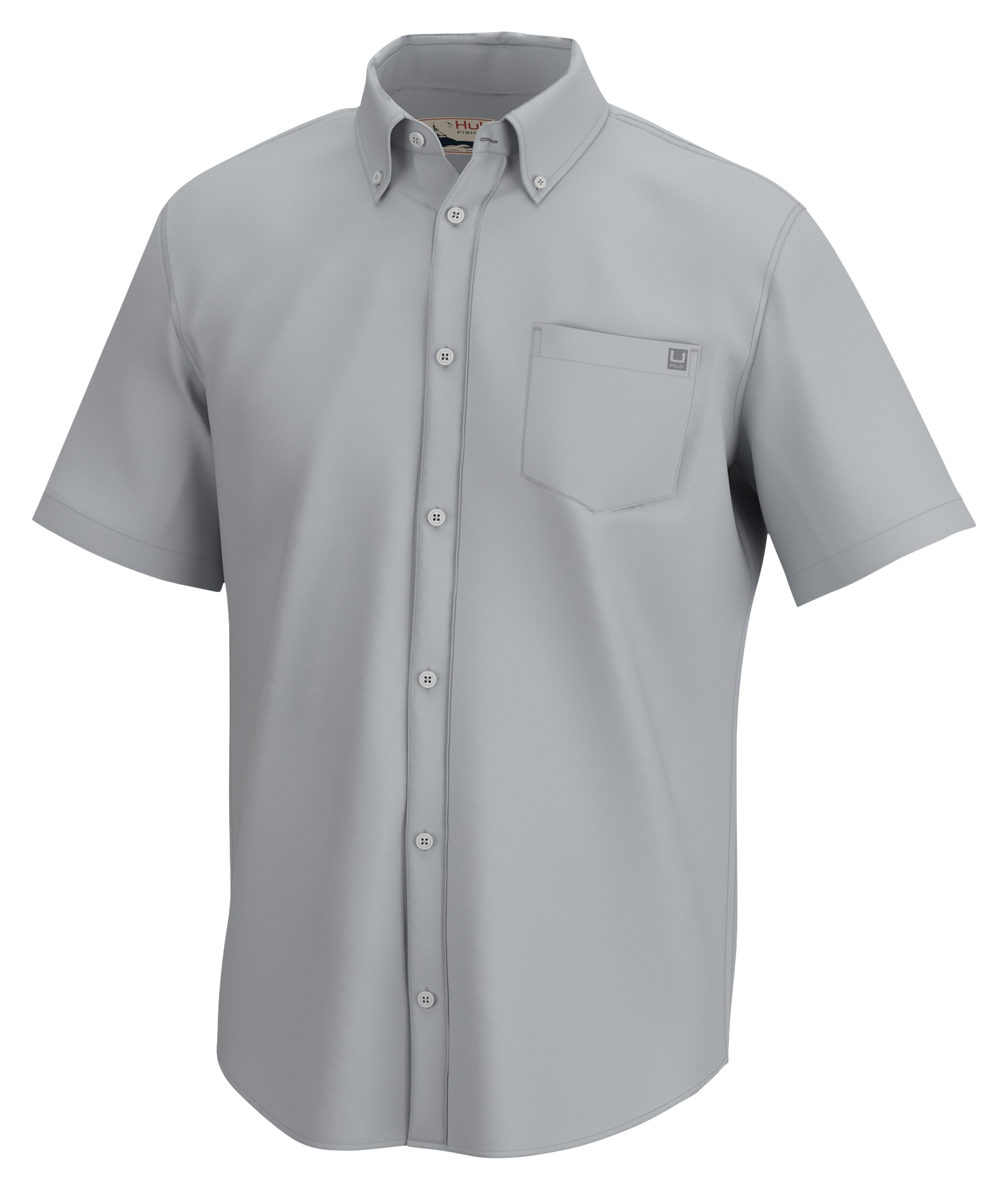 Image of Huk Kona Solid Short-Sleeve Button-Down Shirt for Men - Harbor Mist