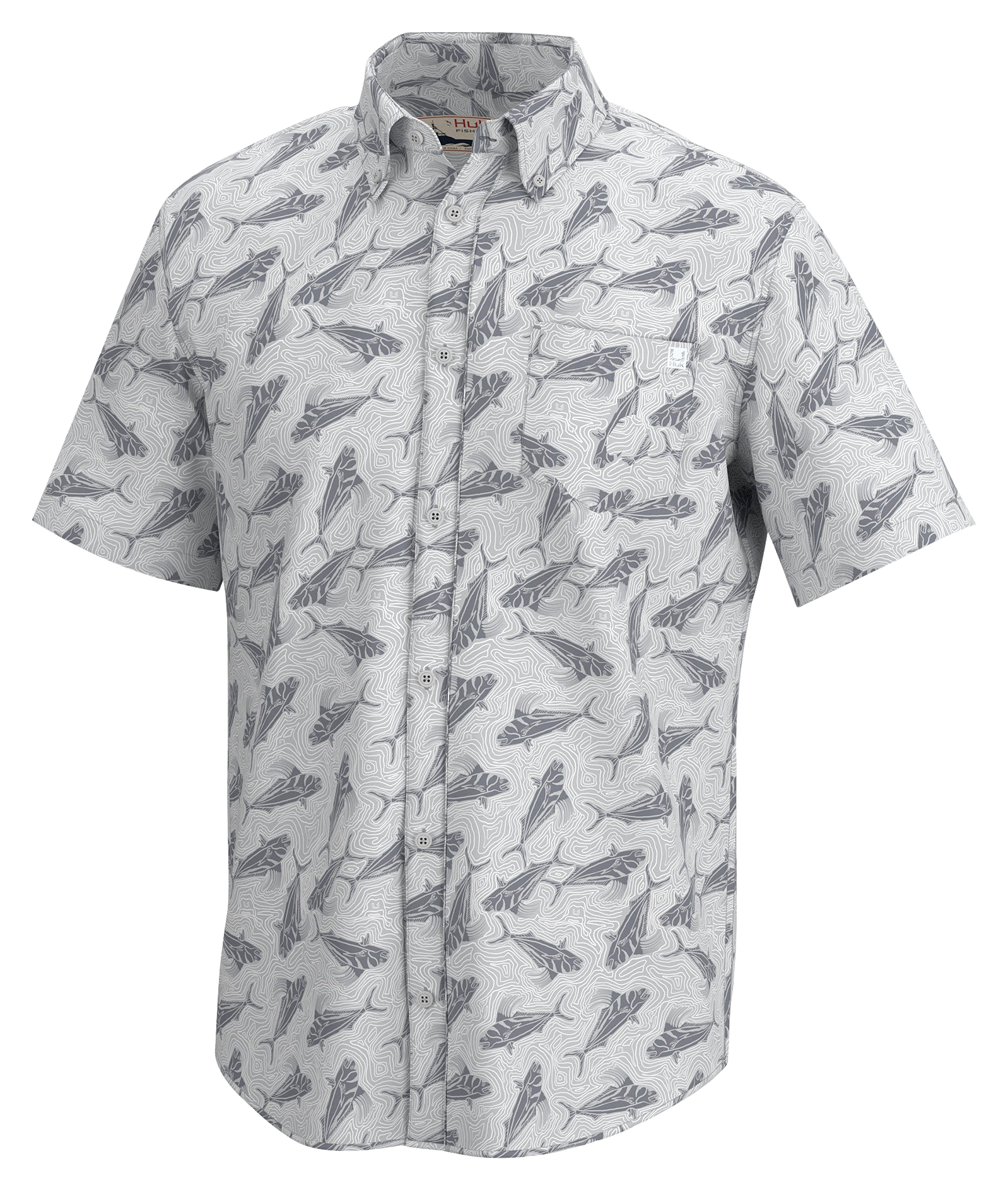 Huk Kona Fish and Flags Short-Sleeve Button-Down Shirt for Men