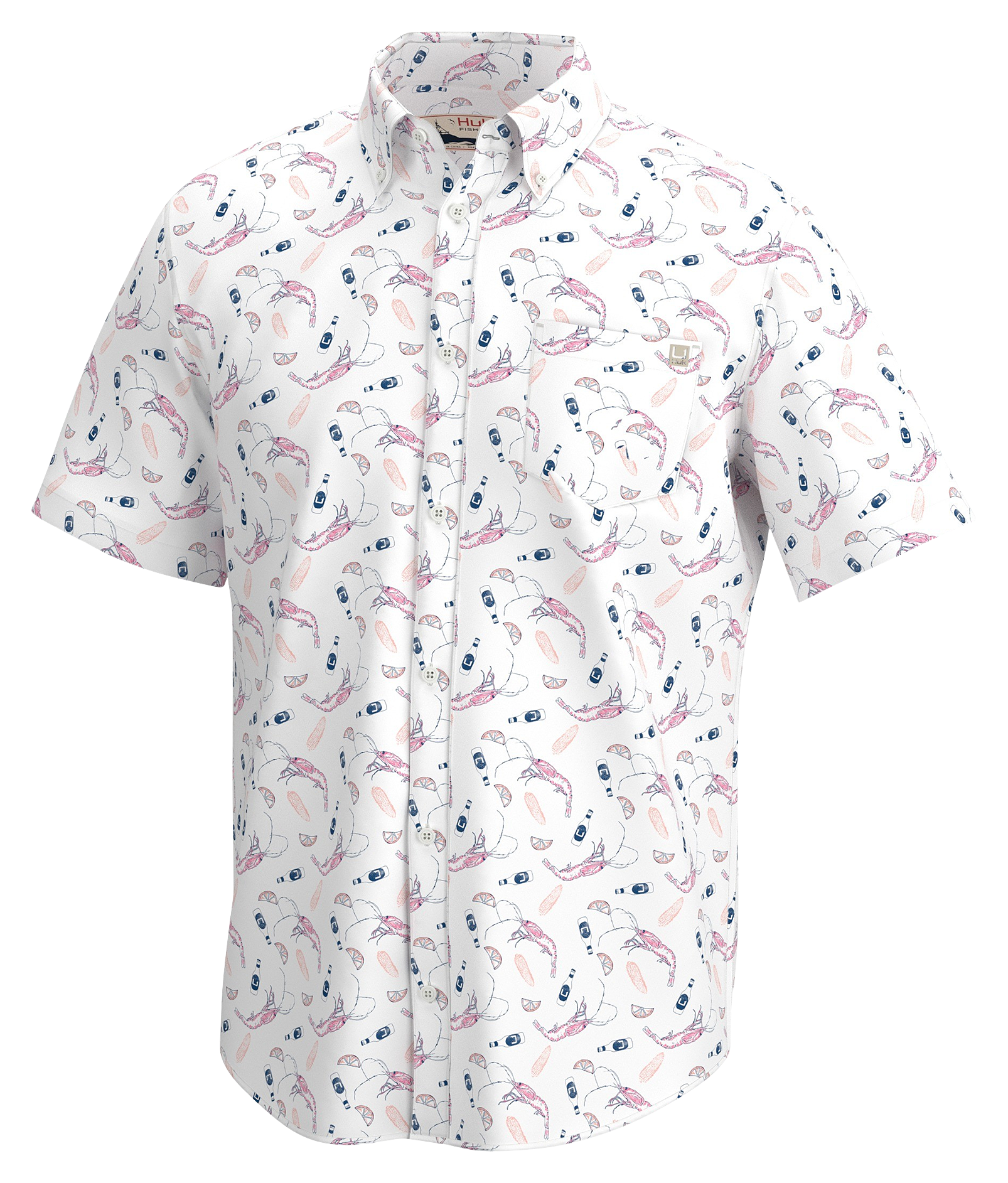 Huk Men's Kona Pattern Short Sleeve Fishing Button Down Shirt