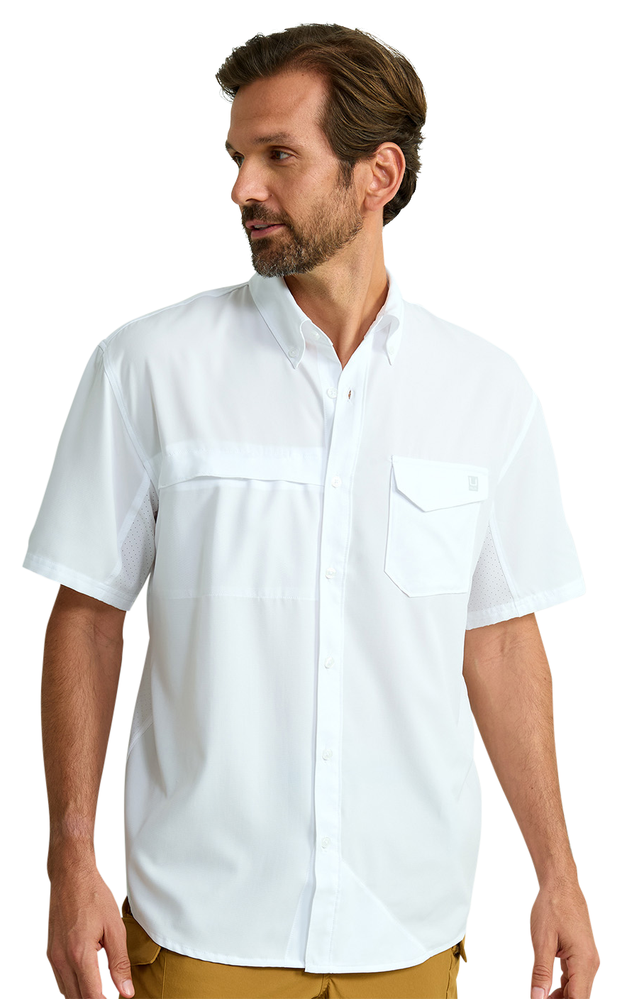 Image of Huk Tide Point Button-Up Short-Sleeve Shirt - White