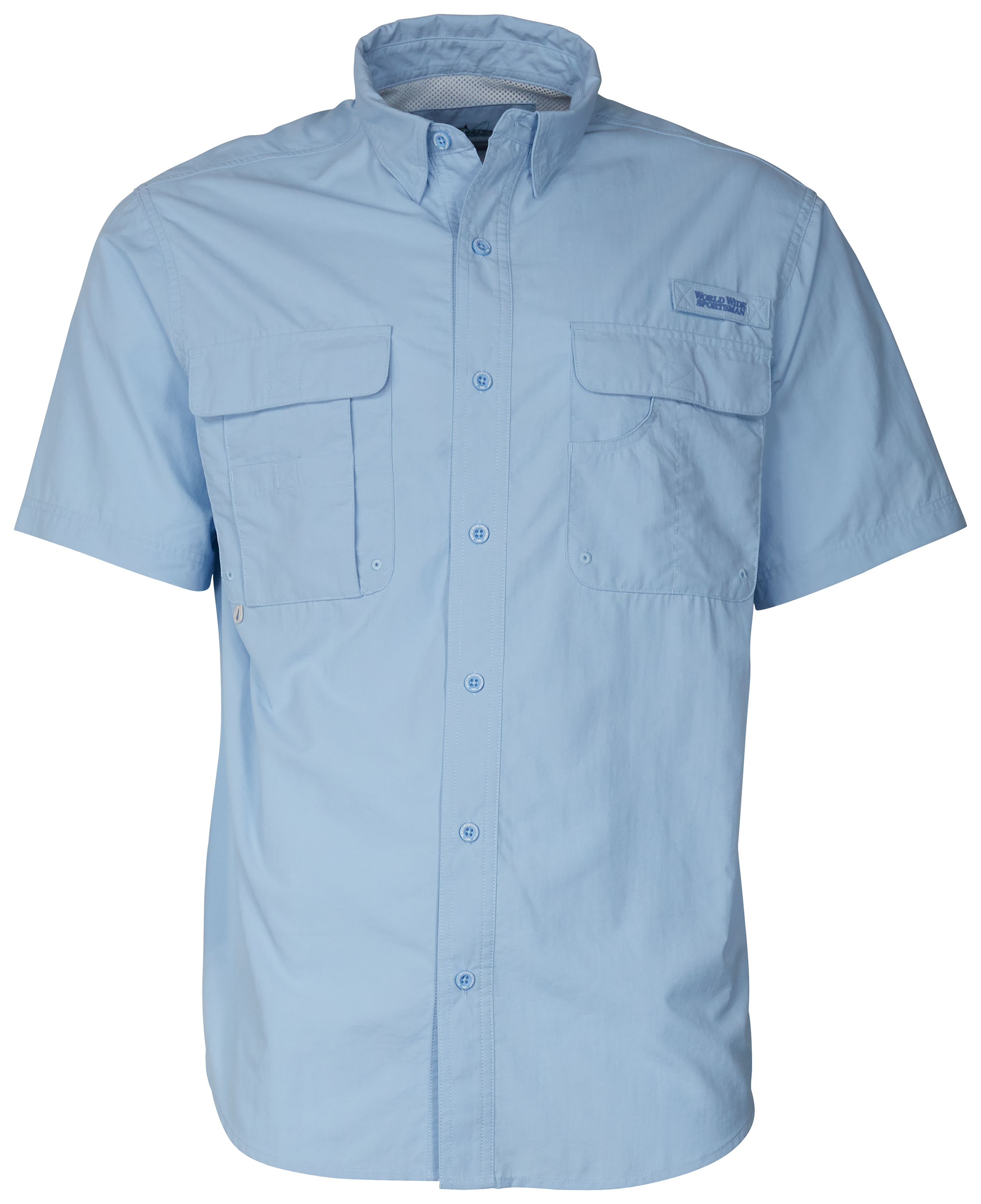 World Wide Sportsman Recycled-Nylon Angler 2.0 Short-Sleeve Button-Down Shirt for Men - Placid Blue - L