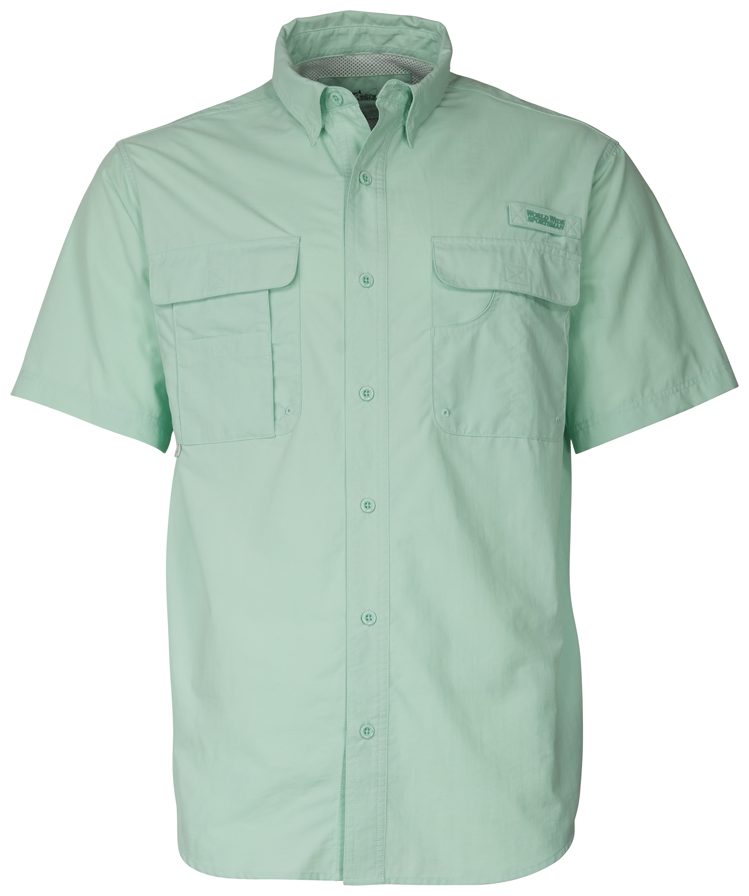 World Wide Sportsman Recycled-Nylon Angler 2.0 Short-Sleeve Button-Down Shirt for Men - Lichen - S