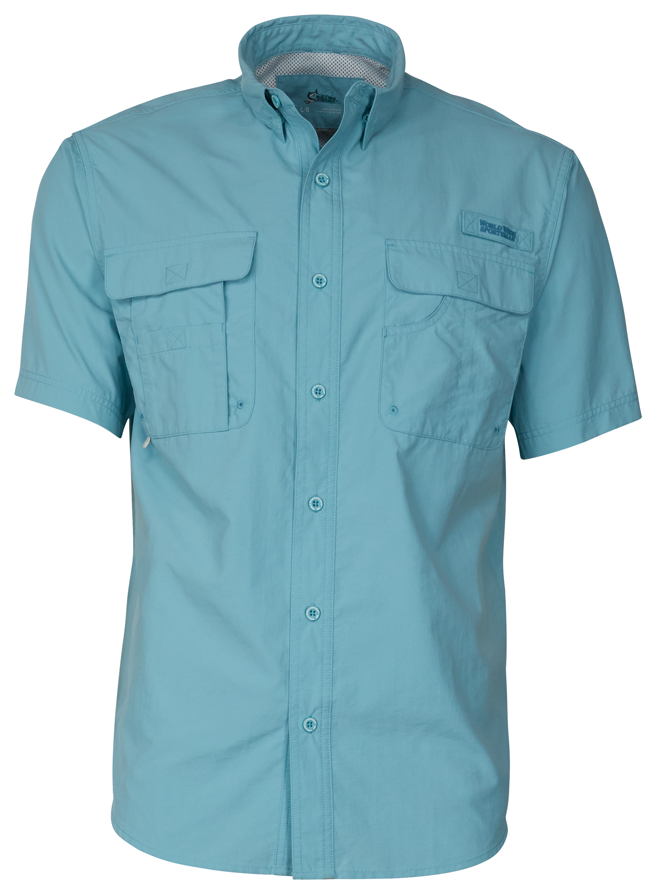 World Wide Sportsman Recycled-Nylon Angler 2.0 Short-Sleeve Button-Down Shirt for Men - Reef Waters - S