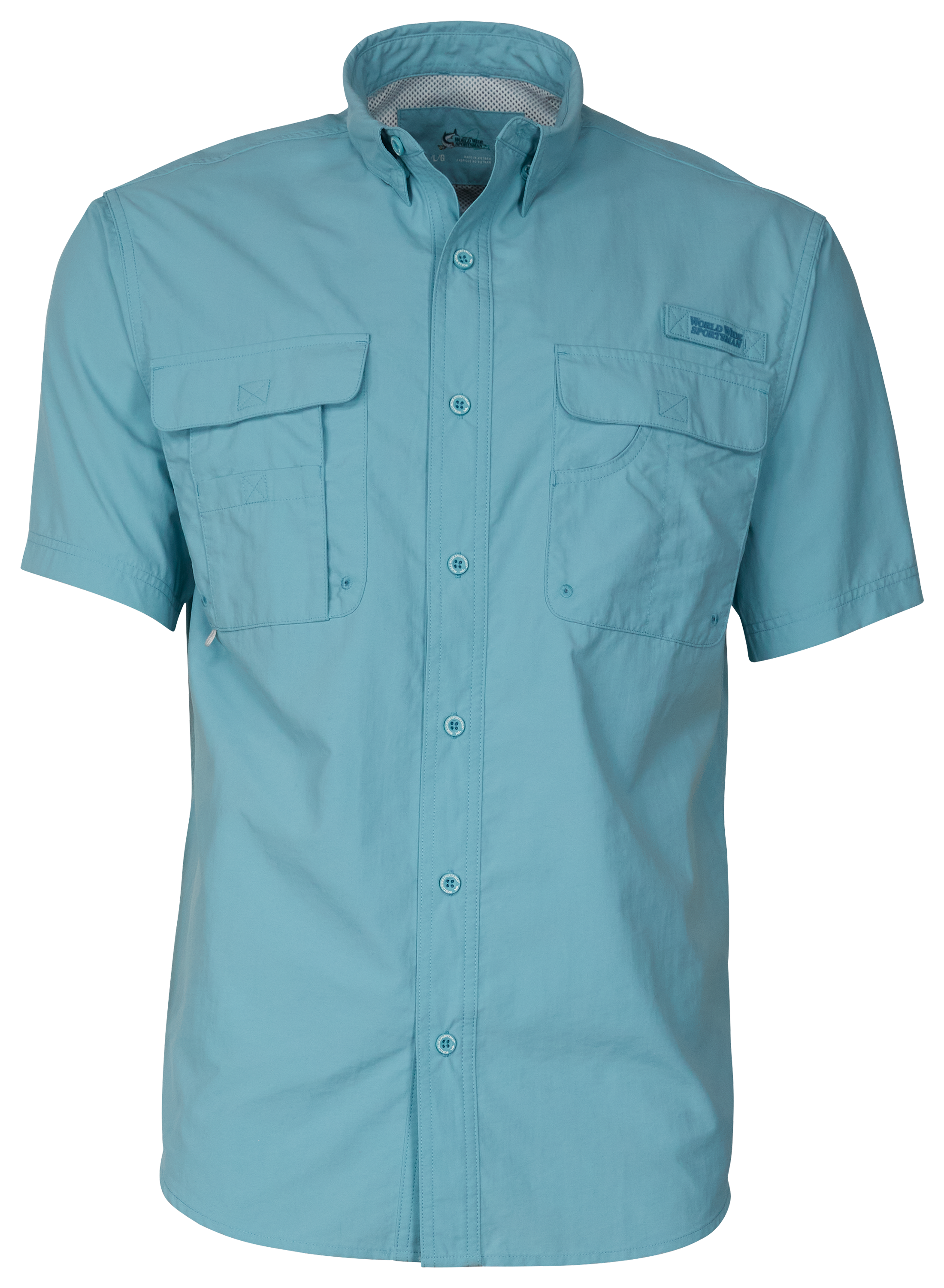 World Wide Sportsman Recycled-Nylon Angler 2.0 Short-Sleeve Button-Down Shirt for Men - Reef Waters - 2XL